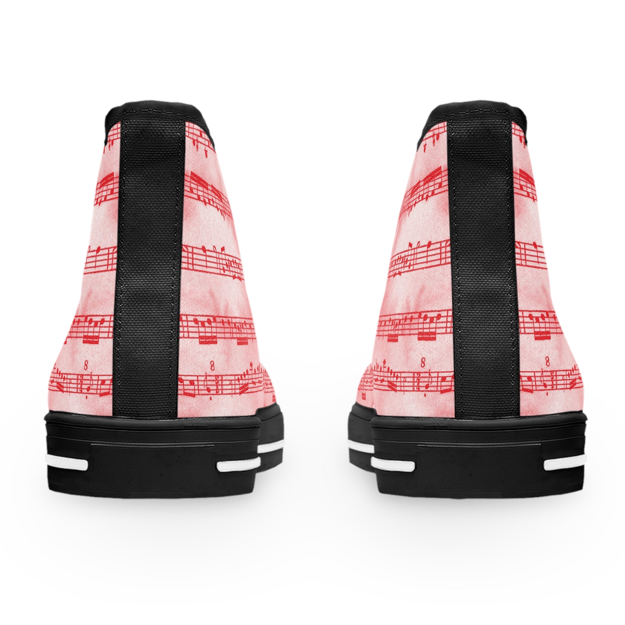 Drip Spill Type Beat Sheet Music II Red Women's High Top Sneakers, Artsulli - Art is Long, Life is Short, Shoes, , , , , , , 