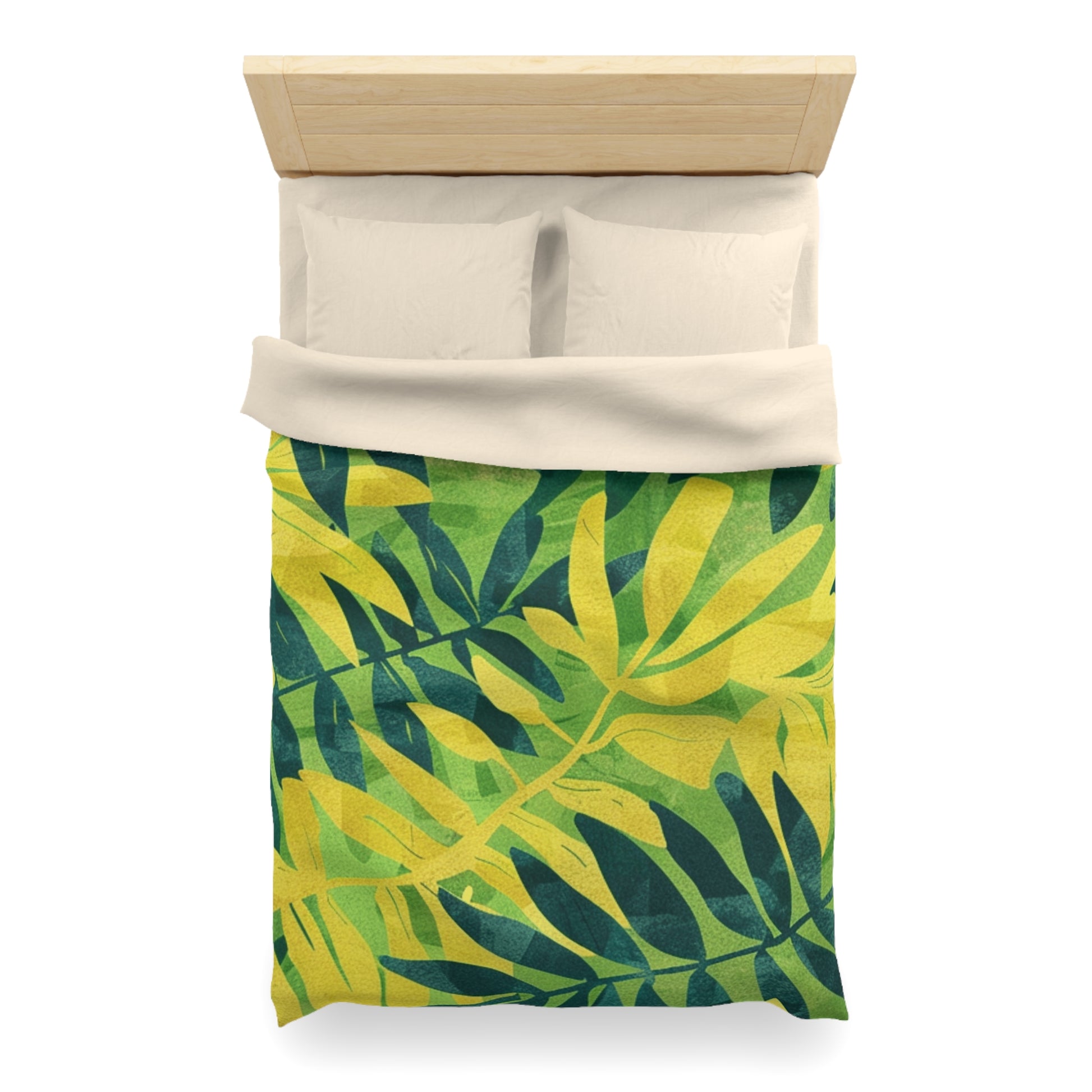 Green Leaf x Yellow Leaf x Tropical x Jungle Microfiber Duvet Cover, Artsulli - Art is Long, Life is Short, Home Decor, , , , , , , 