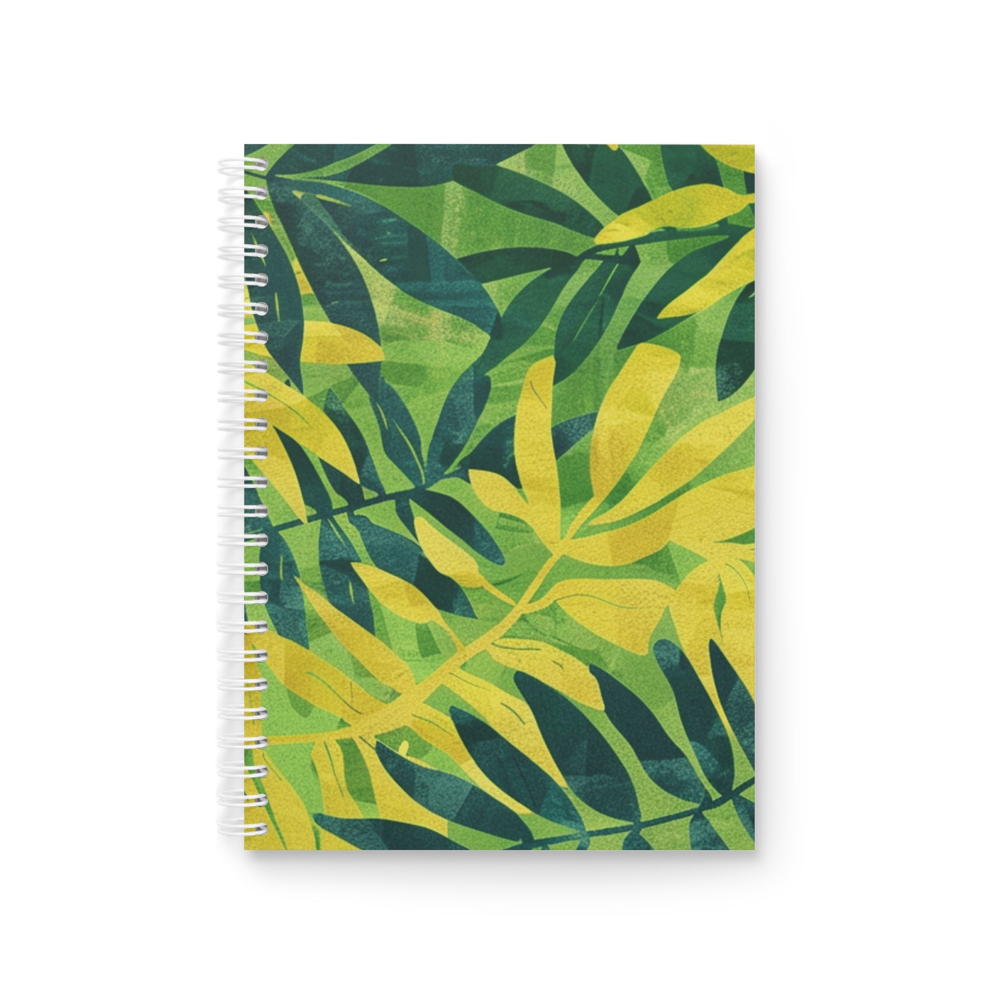 Green Leaf x Yellow Leaf x Tropical x Jungle Spiral Notebook, Artsulli - Art is Long, Life is Short, Paper products, Size, One Size, , , , , 32258087818221266685