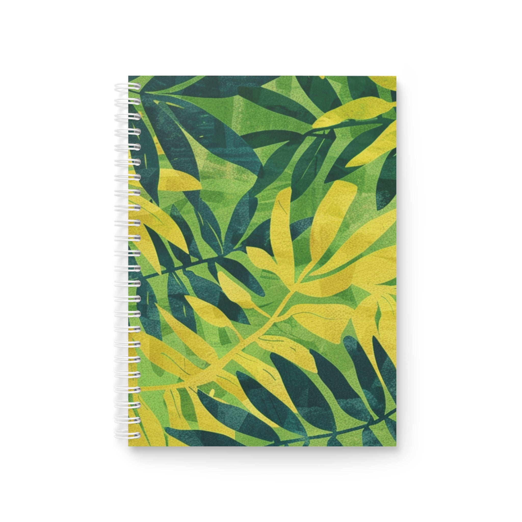 Green Leaf x Yellow Leaf x Tropical x Jungle Spiral Notebook, Artsulli - Art is Long, Life is Short, Paper products, Size, One Size, , , , , 32258087818221266685