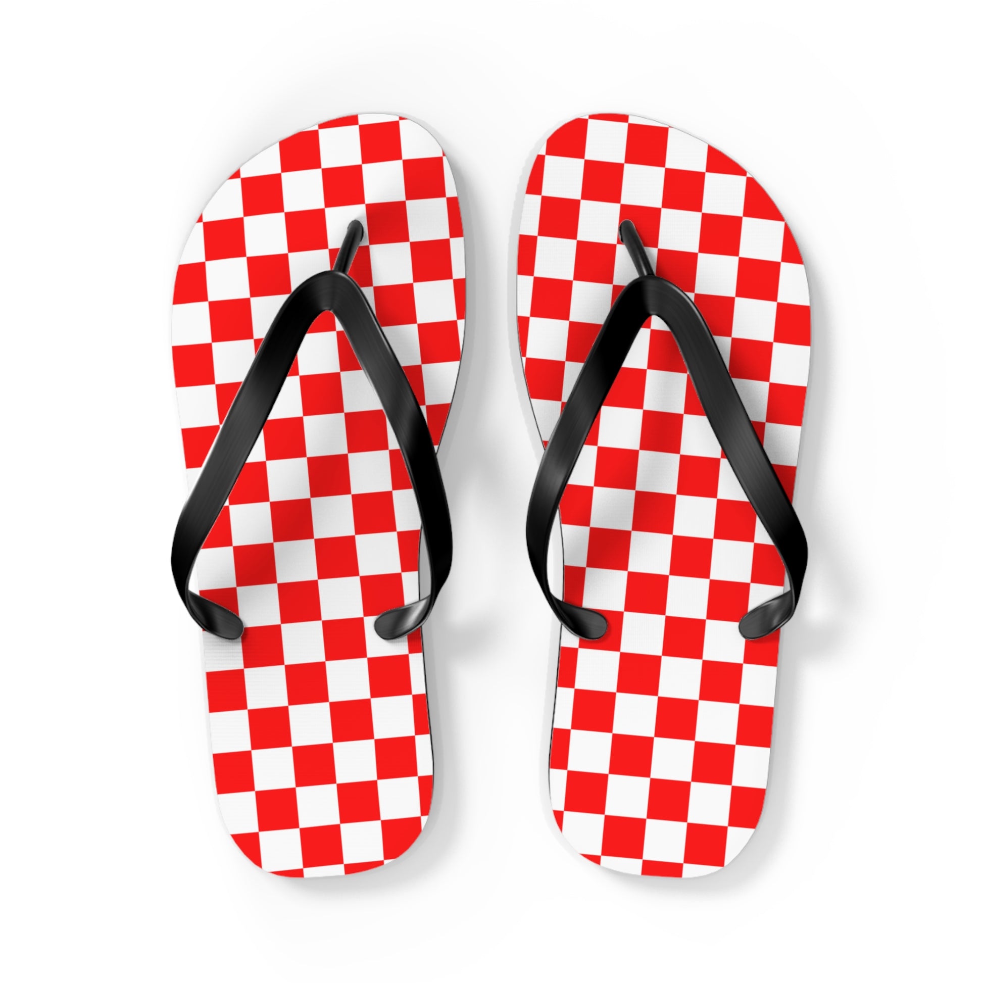 Checkerboard II Red and White Flip Flops, Artsulli - Art is Long, Life is Short, Shoes, Size, L, Color, Black sole, , , 19926459998522477429