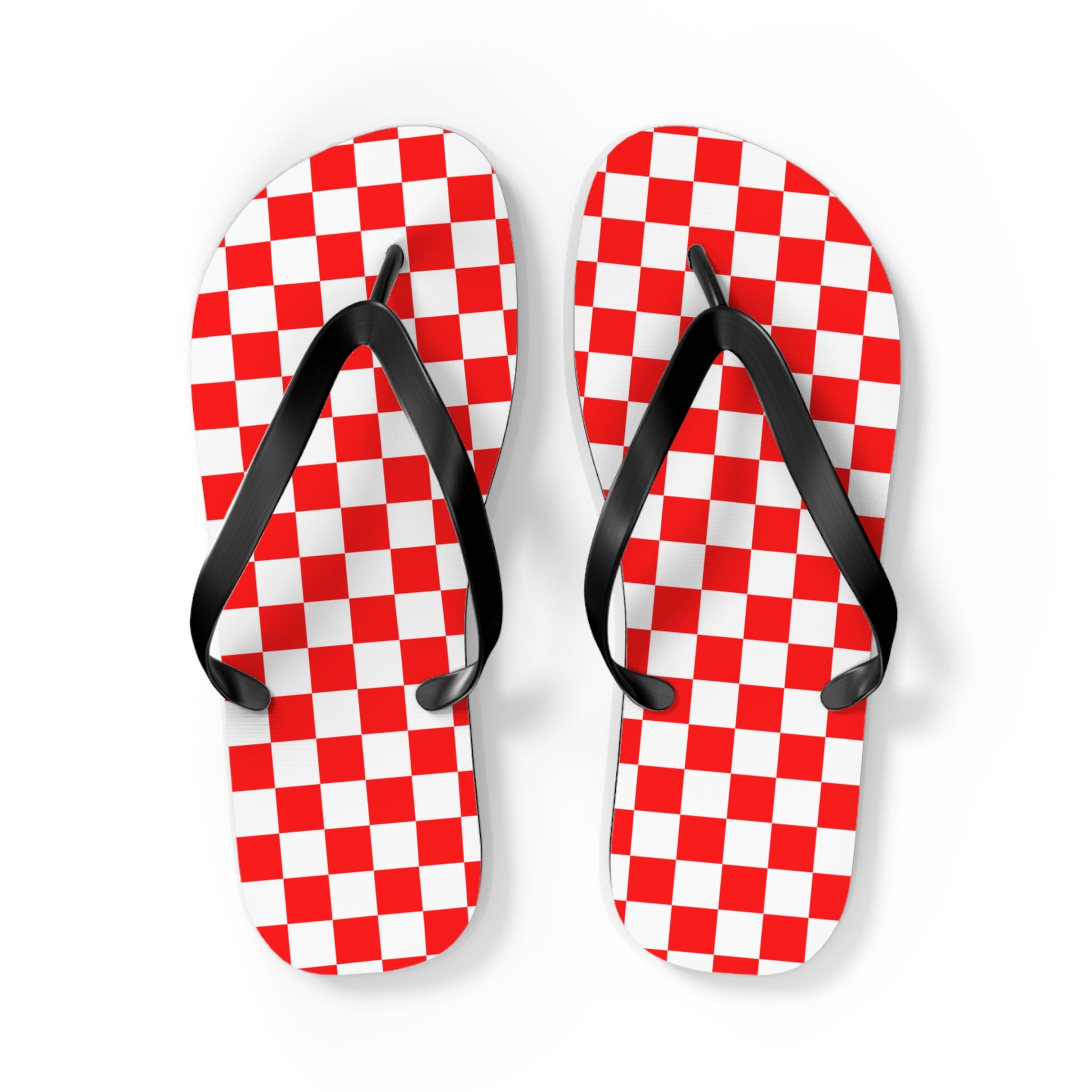 Checkerboard II Red and White Flip Flops, Artsulli - Art is Long, Life is Short, Shoes, Size, L, Color, Black sole, , , 19926459998522477429