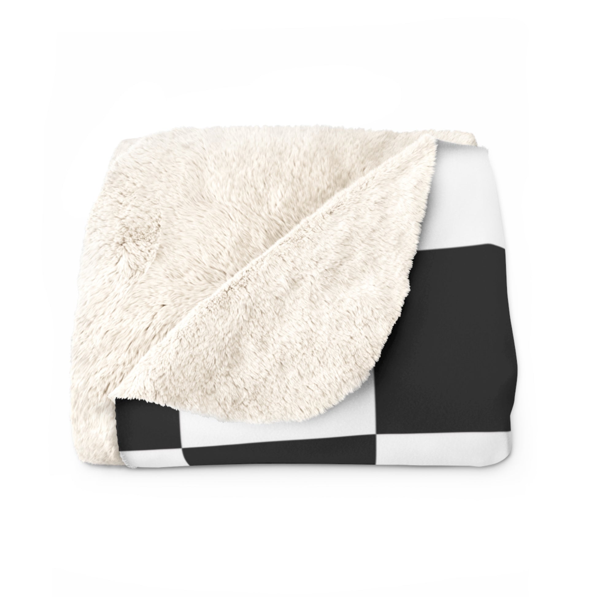 Checkerboard Black and White Sherpa Fleece Blanket, Artsulli - Art is Long, Life is Short, Home Decor, , , , , , , 