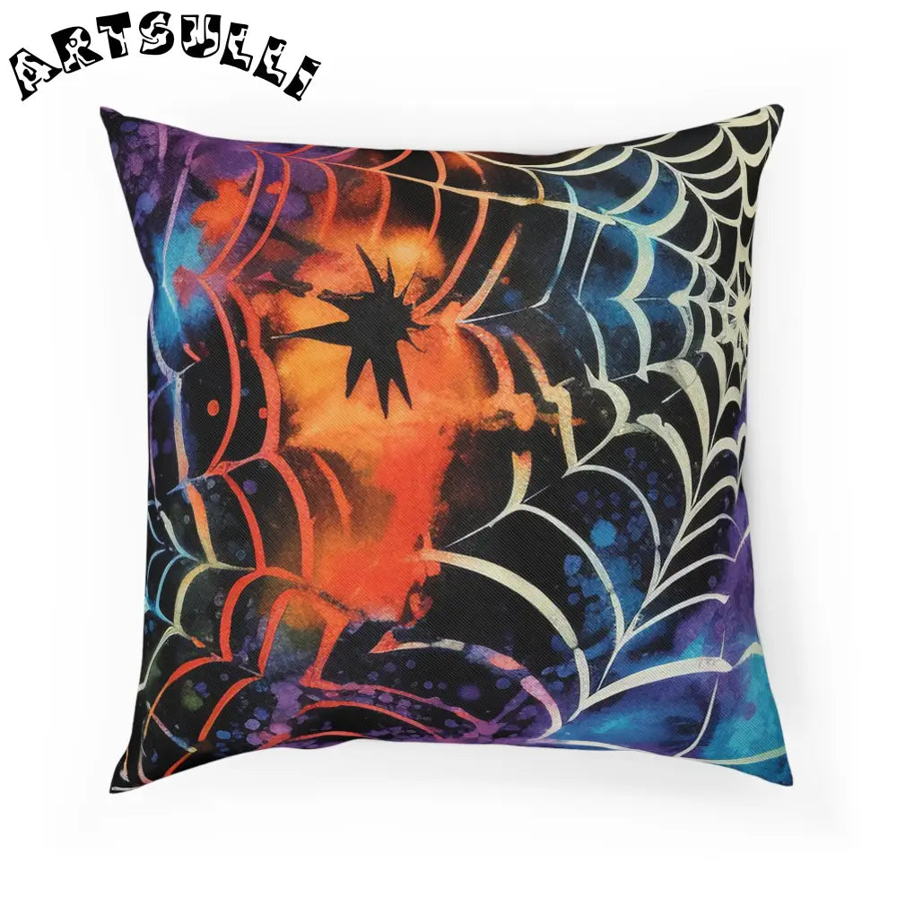 JAKKOUTTHEBXX Spider Web Illustration Printed Halloween Pillow 2025