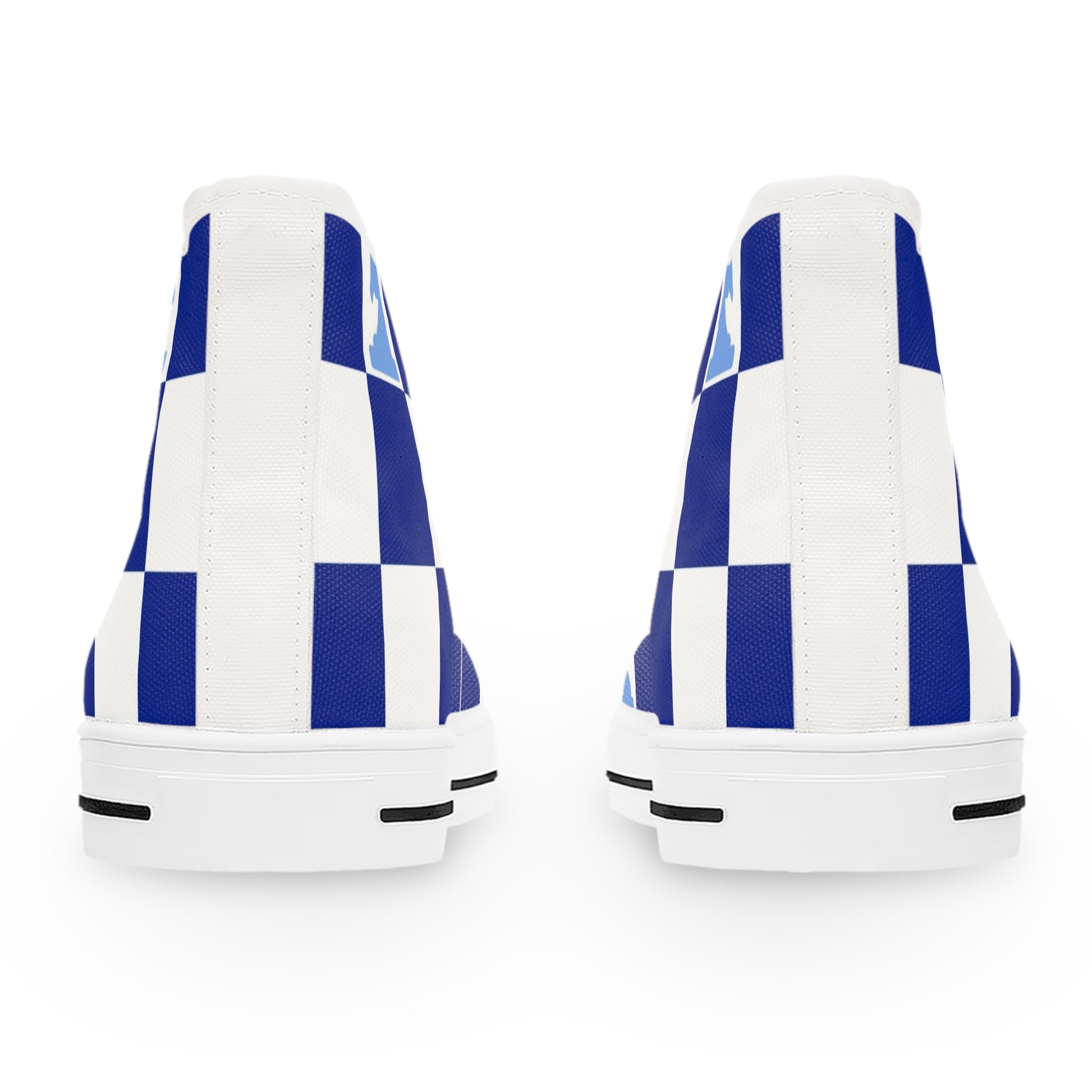 Chessboard Navy Blue Women's High Top Sneakers, Artsulli - Art is Long, Life is Short, Shoes, , , , , , , 