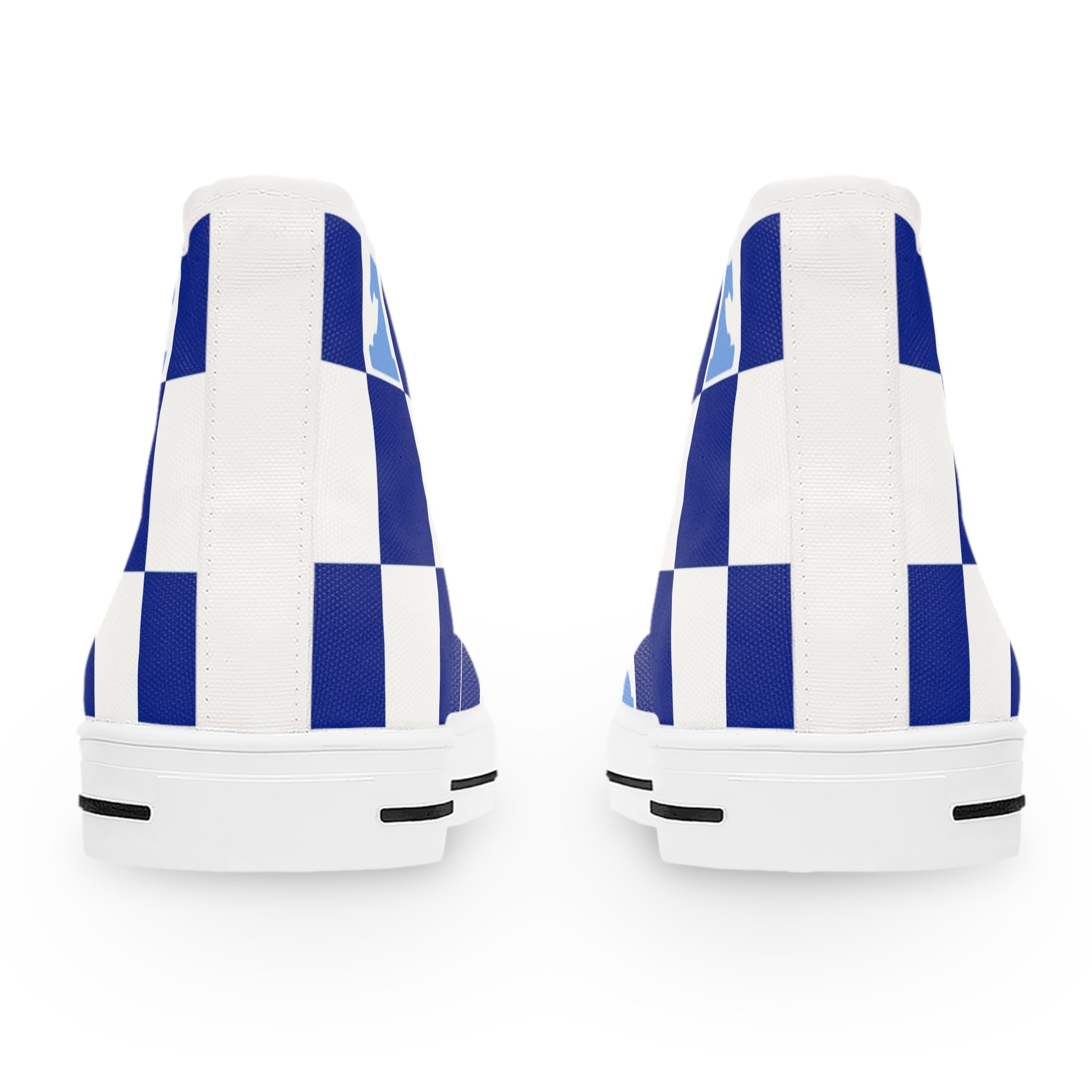Chessboard Navy Blue Women's High Top Sneakers, Artsulli - Art is Long, Life is Short, Shoes, , , , , , , 
