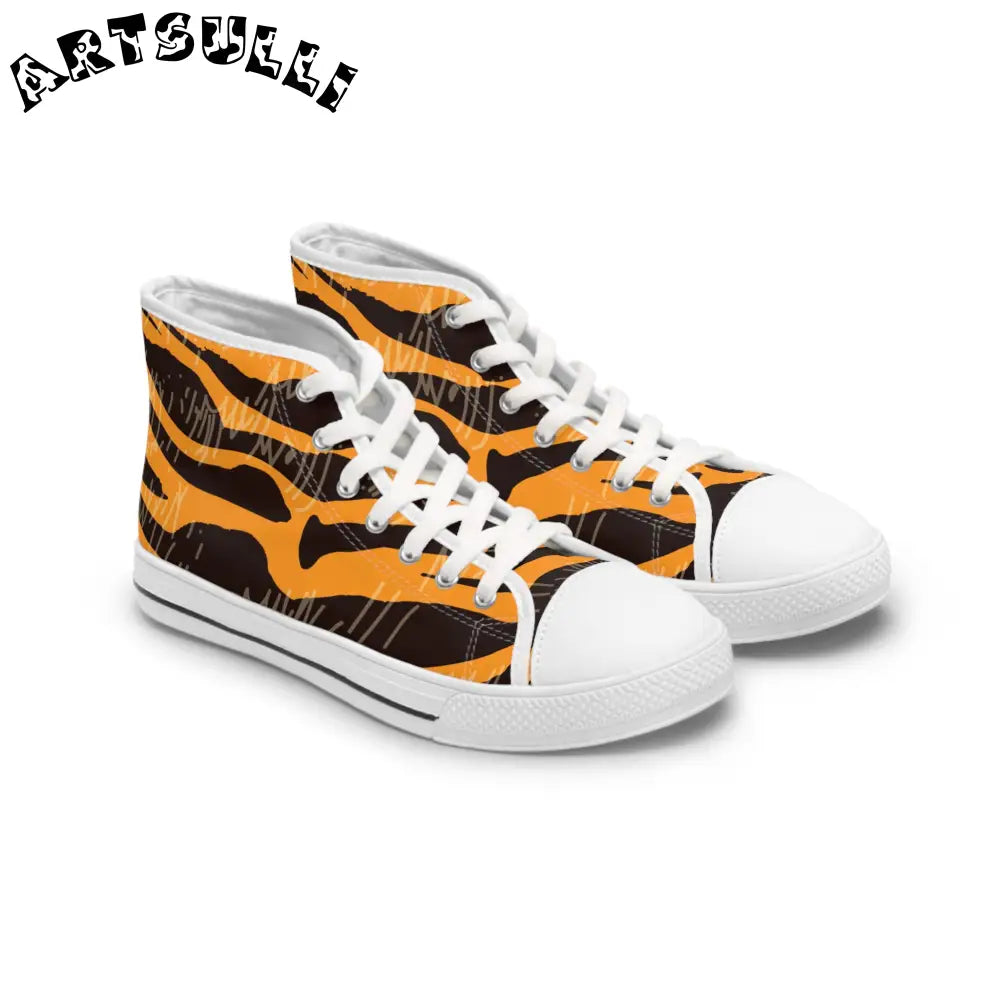 JAKKOUTTHEBXX Tiger Scratches Orange and Black Women’s High Top