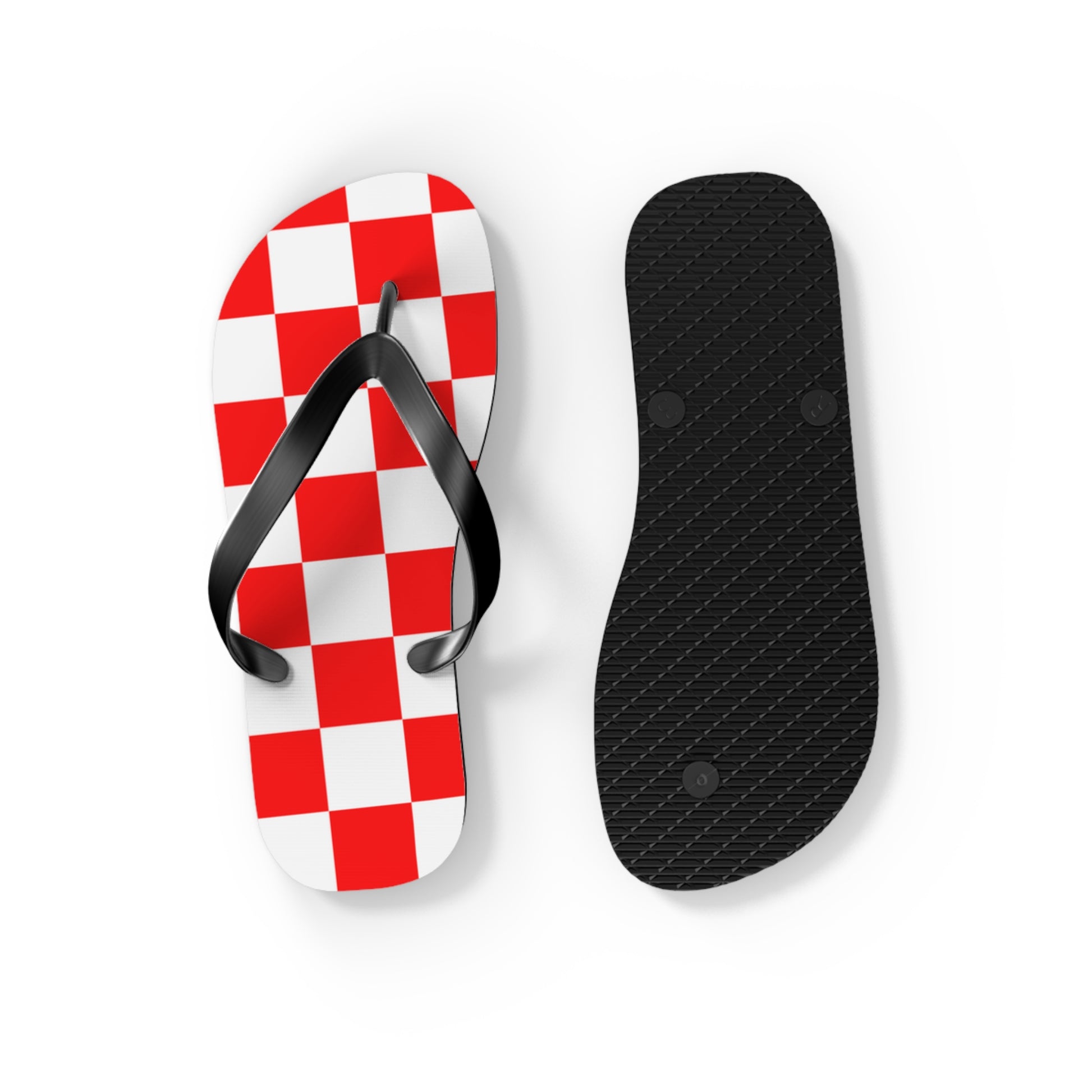 Checkerboard Red and White Flip Flops, Artsulli - Art is Long, Life is Short, Shoes, , , , , , , 