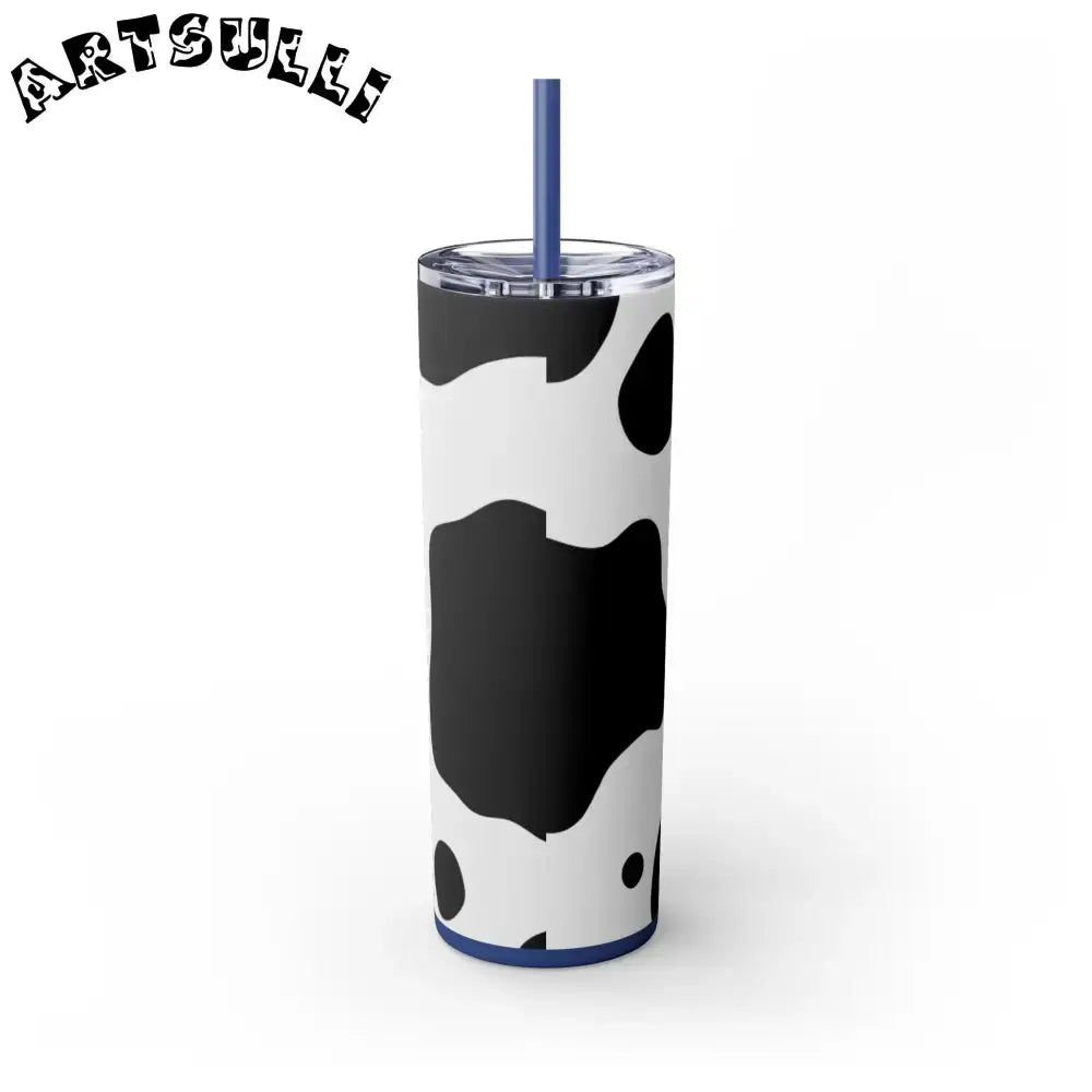 JAKKOUTTHEBXX White cow print skinny tumbler with clear lid