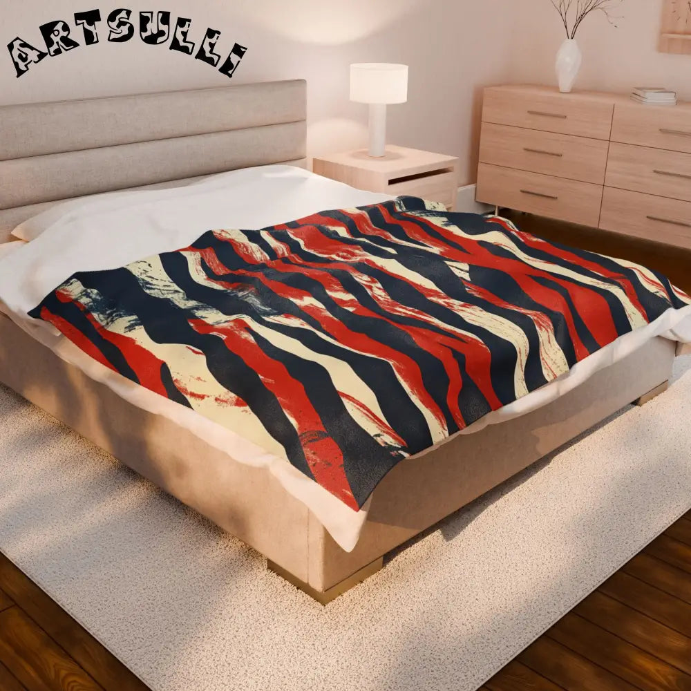 JAKKOUTTHEBXX Capricious Tiger Wave Velveteen Plush Blanket