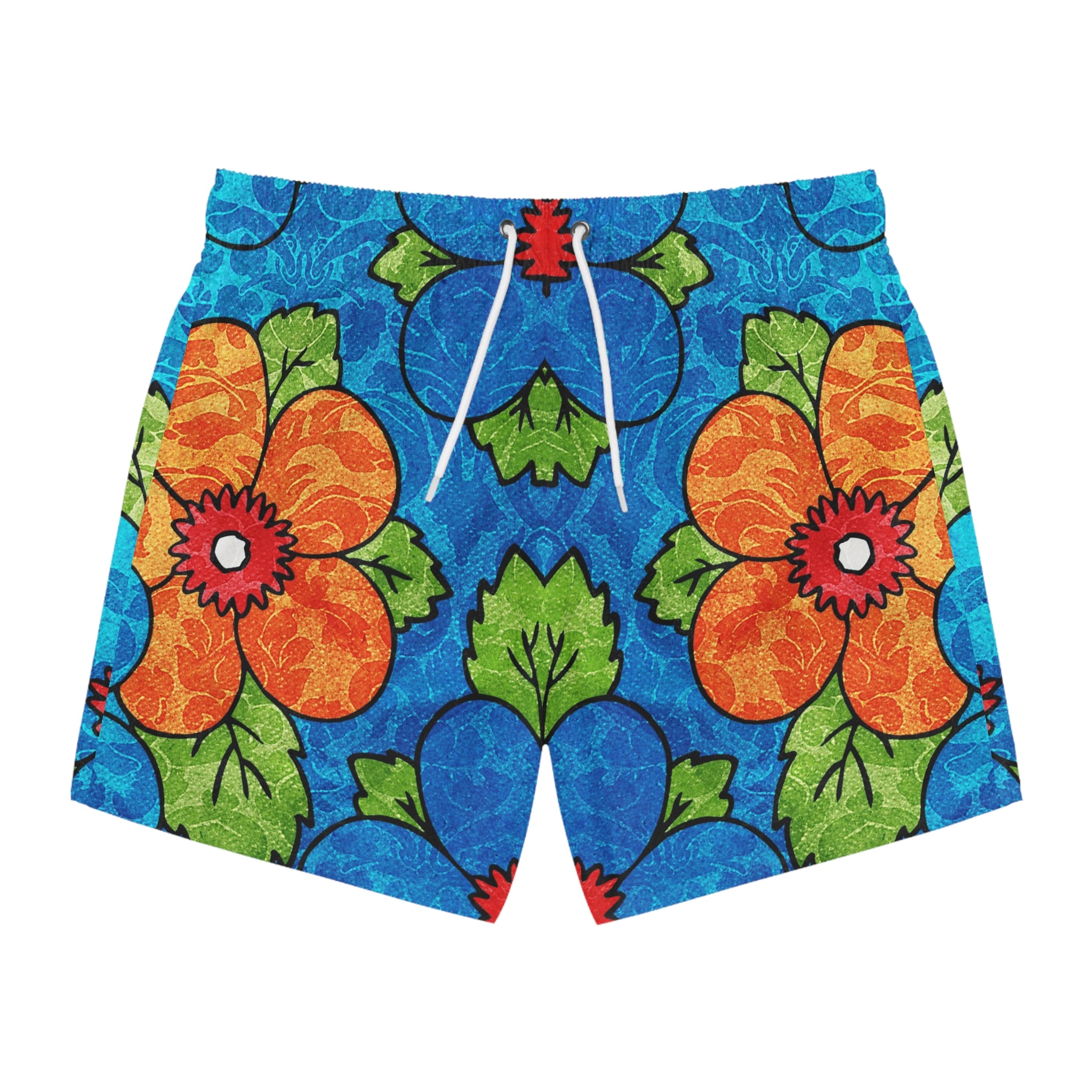 Blue Orange Groovy Swim Trunks (AOP), Artsulli - Art is Long, Life is Short, All Over Prints, Size, XS, Color, Seam thread color automatically matched to design, , , 14151320851768292776