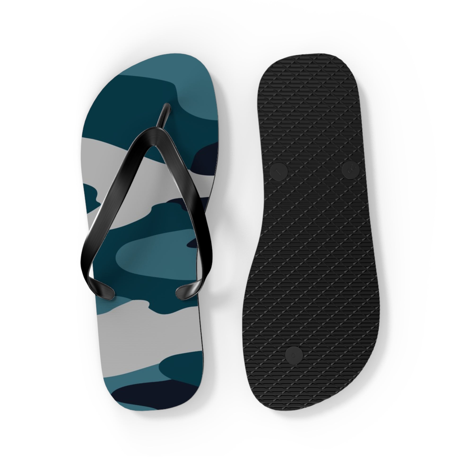 Blue Camouflage Flip Flops, Artsulli - Art is Long, Life is Short, Shoes, , , , , , , 