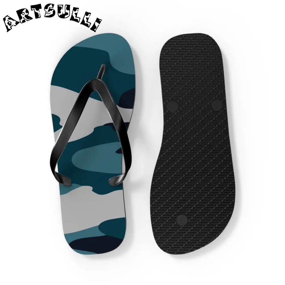 JAKKOUTTHEBXX Blue Camouflage Flip Flops JAKKOUTTHEBXX Artsulli