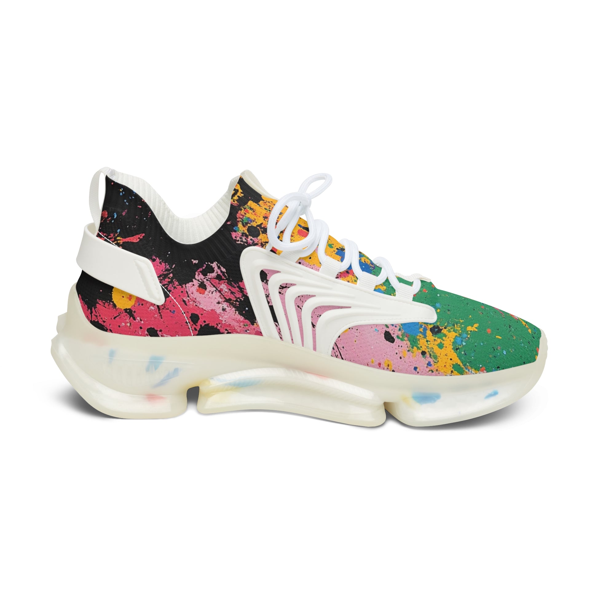 The Colors Of Paint Splatter II Multi-Color Women's Mesh Sneakers, Artsulli - Art is Long, Life is Short, Shoes, , , , , , , 