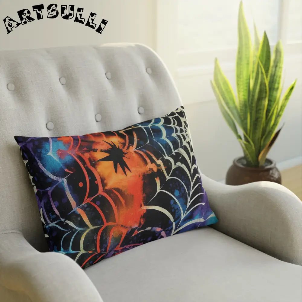 JAKKOUTTHEBXX Spider Web Illustration Printed Halloween Pillow 2025