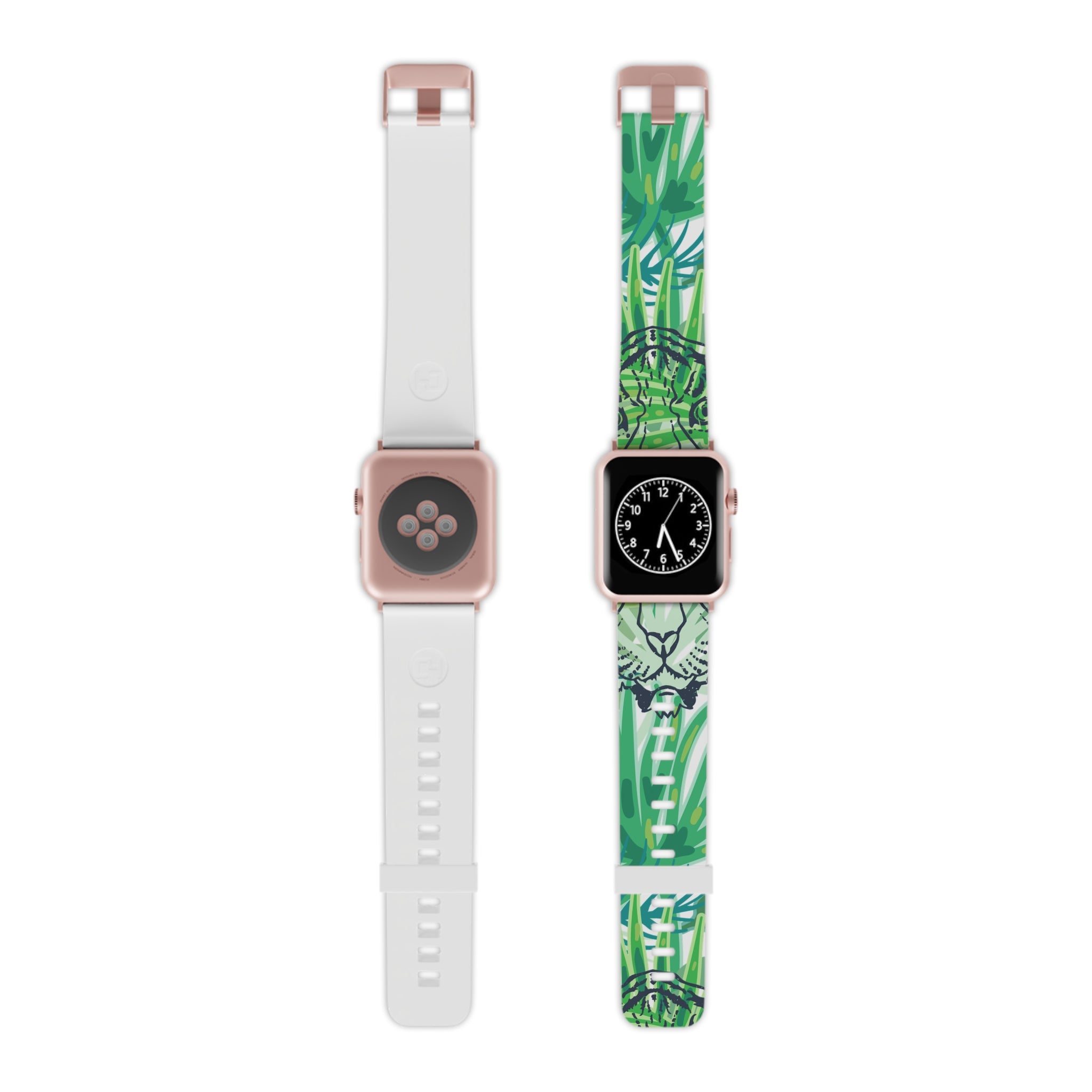 Tropical Jungle Tigers Green Watch Band for Apple Watch, Artsulli - Art is Long, Life is Short, Accessories, Size, 7.5'' × 0.75'' / 38 - 40 mm, Color, Rose Gold, , , 14878999415988