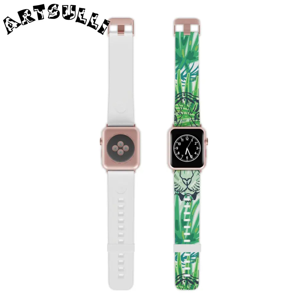 JAKKOUTTHEBXX Tropical Jungle Tigers Green Watch Band for Apple