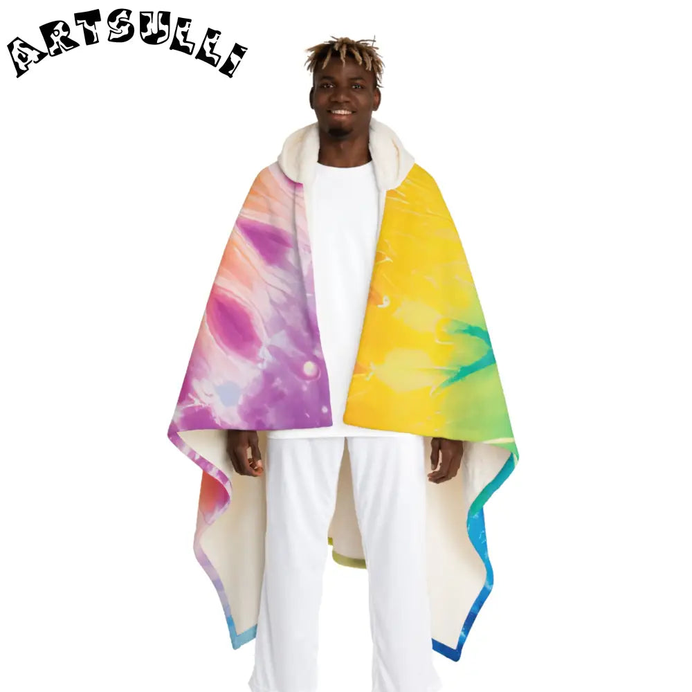 JAKKOUTTHEBXX Tie Dye Hooded Sherpa Fleece Blanket 2025