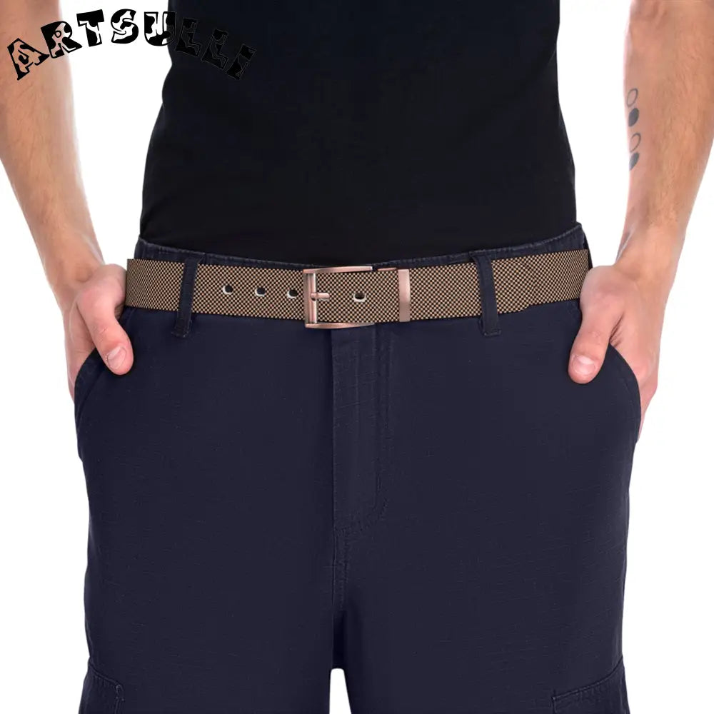 JAKKOUTTHEBXX Checkerboard Soft Orange and Black Belt JAKKOUTTHEBXX