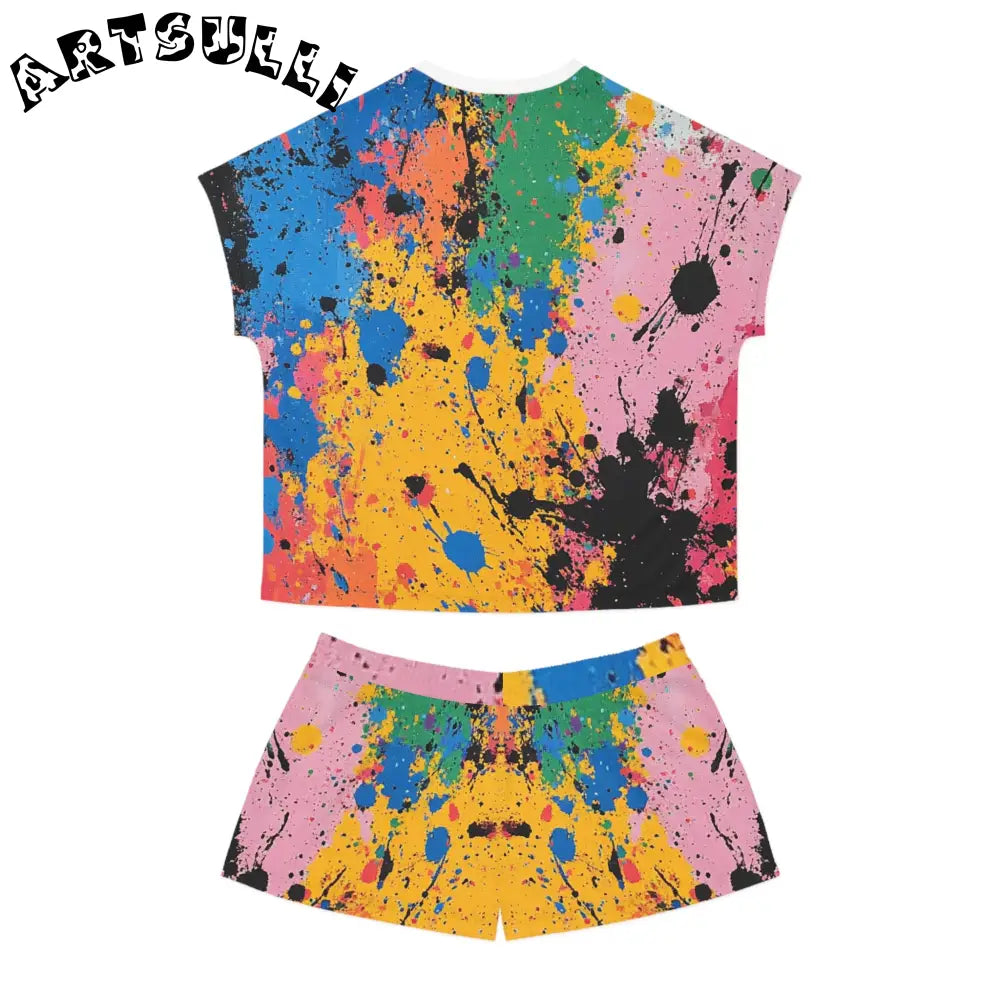 JAKKOUTTHEBXX The Colors Of Paint Splatter Women’s Short Pajama Set