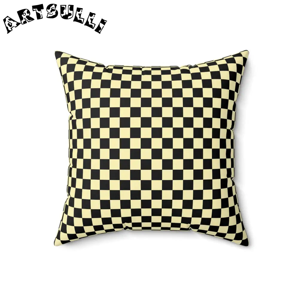 JAKKOUTTHEBXX Checkerboard II Black and Yellow Spun Polyester Square