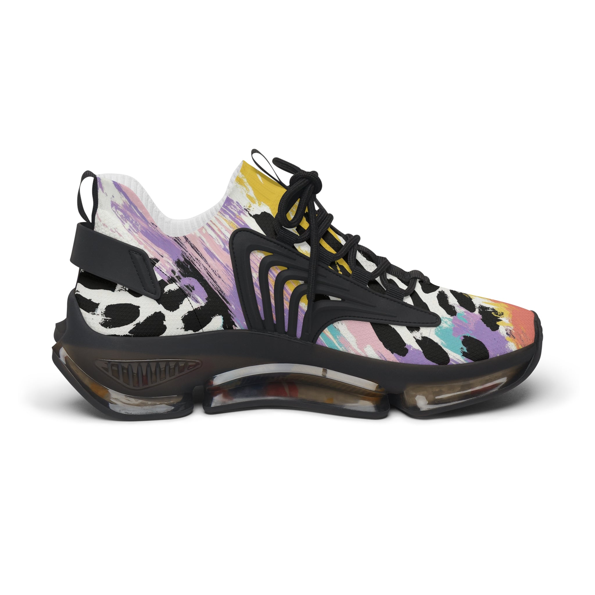 Wild Zebra Stripes x Paint Brush Strokes Multi-Color Women's Mesh Sneakers, Artsulli - Art is Long, Life is Short, Shoes, , , , , , , 