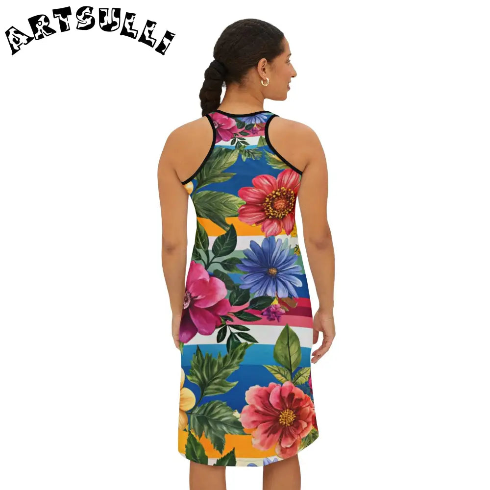 JAKKOUTTHEBXX Sleeveless Floral Stripe Dress 2025