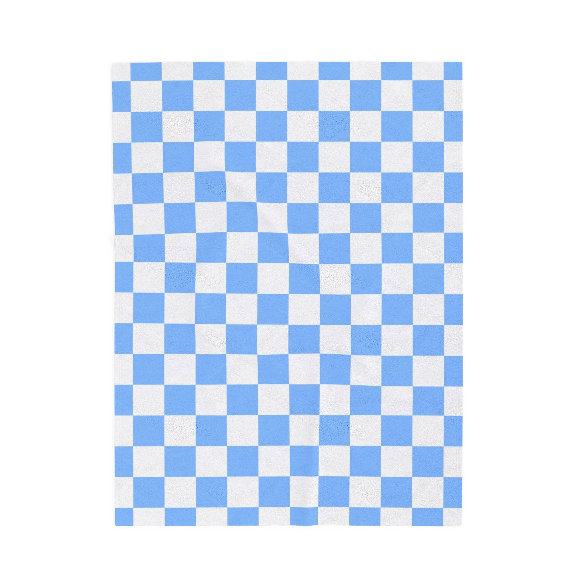 Checkerboard White and Light Blue Velveteen Plush Blanket, Artsulli - Art is Long, Life is Short, All Over Prints, Size, 30" × 40", , , , , 26008705398217427656
