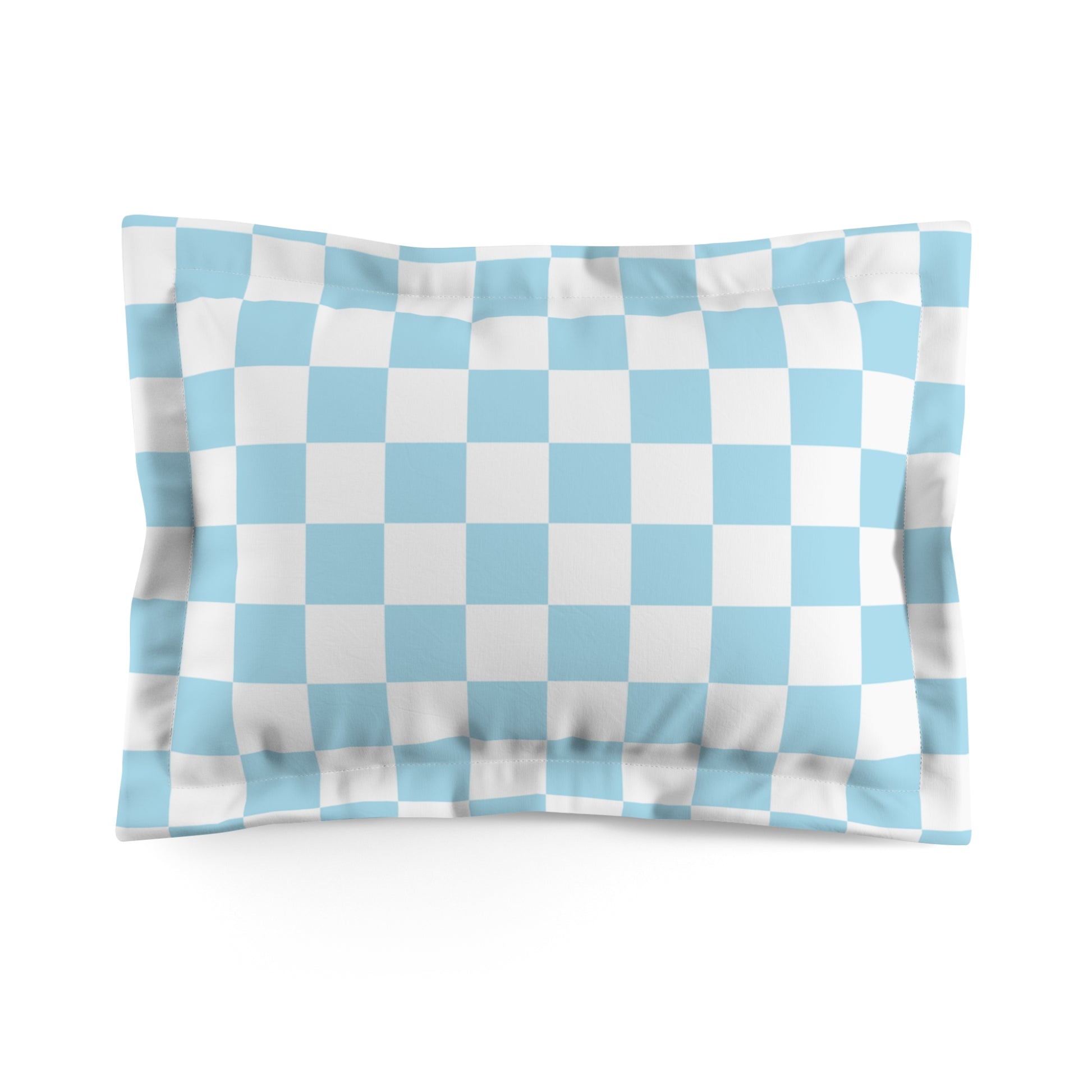 Checkerboard Sky Blue Microfiber Pillow Sham, Artsulli - Art is Long, Life is Short, Home Decor, Size, Standard, , , , , 23675839345902770691