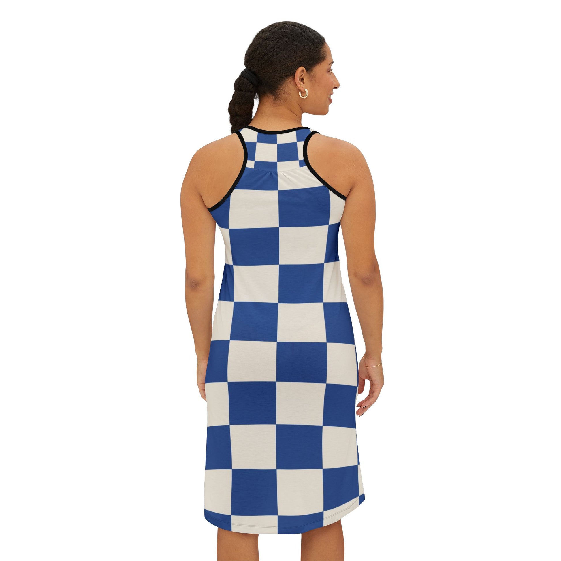 Checkerboard Blue Women's Racerback Dress (AOP), Artsulli - Art is Long, Life is Short, Tank Top, , , , , , , 