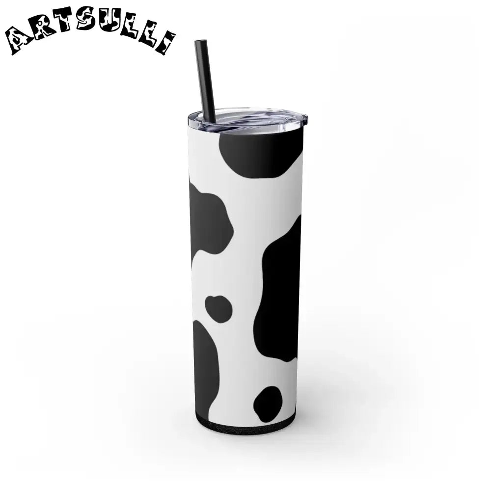JAKKOUTTHEBXX White cow print skinny tumbler with clear lid