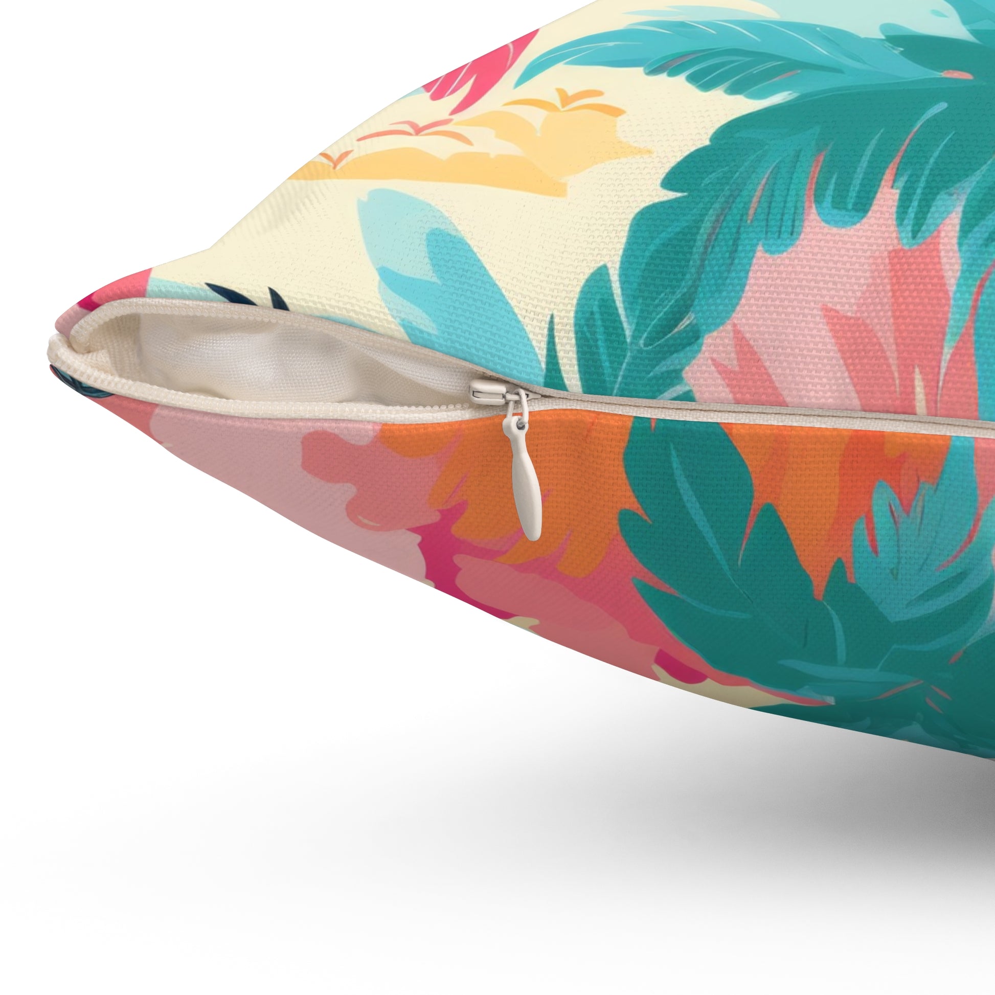 Tropical Palm Beach Paradise Multi-Color Spun Polyester Square Pillow, Artsulli - Art is Long, Life is Short, Home Decor, , , , , , , 