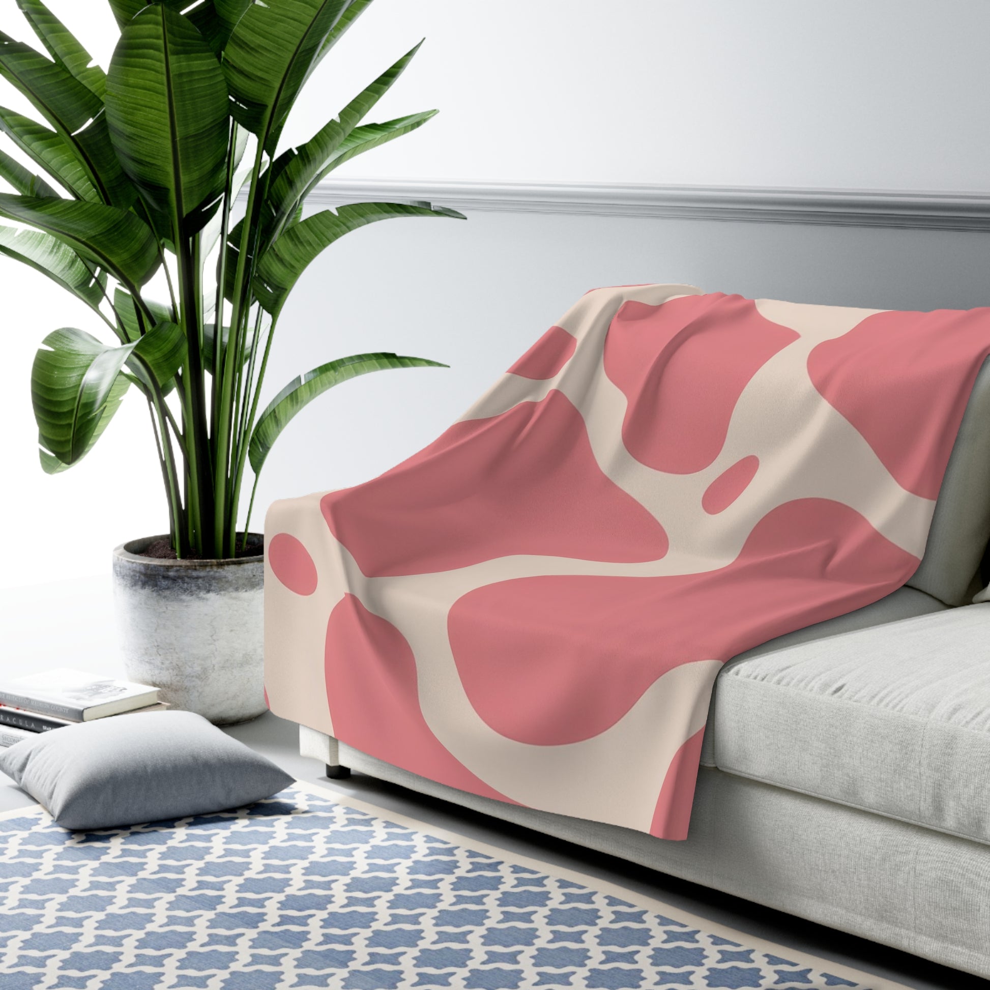 Pink and White Animal Print Sherpa Fleece Blanket, Artsulli - Art is Long, Life is Short, Home Decor, , , , , , , 