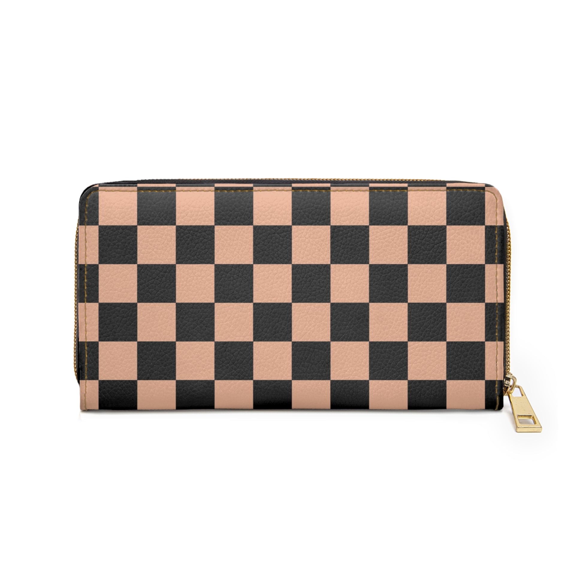 Checkerboard Soft Orange and Black Zipper Wallet, Artsulli - Art is Long, Life is Short, Accessories, , , , , , , 