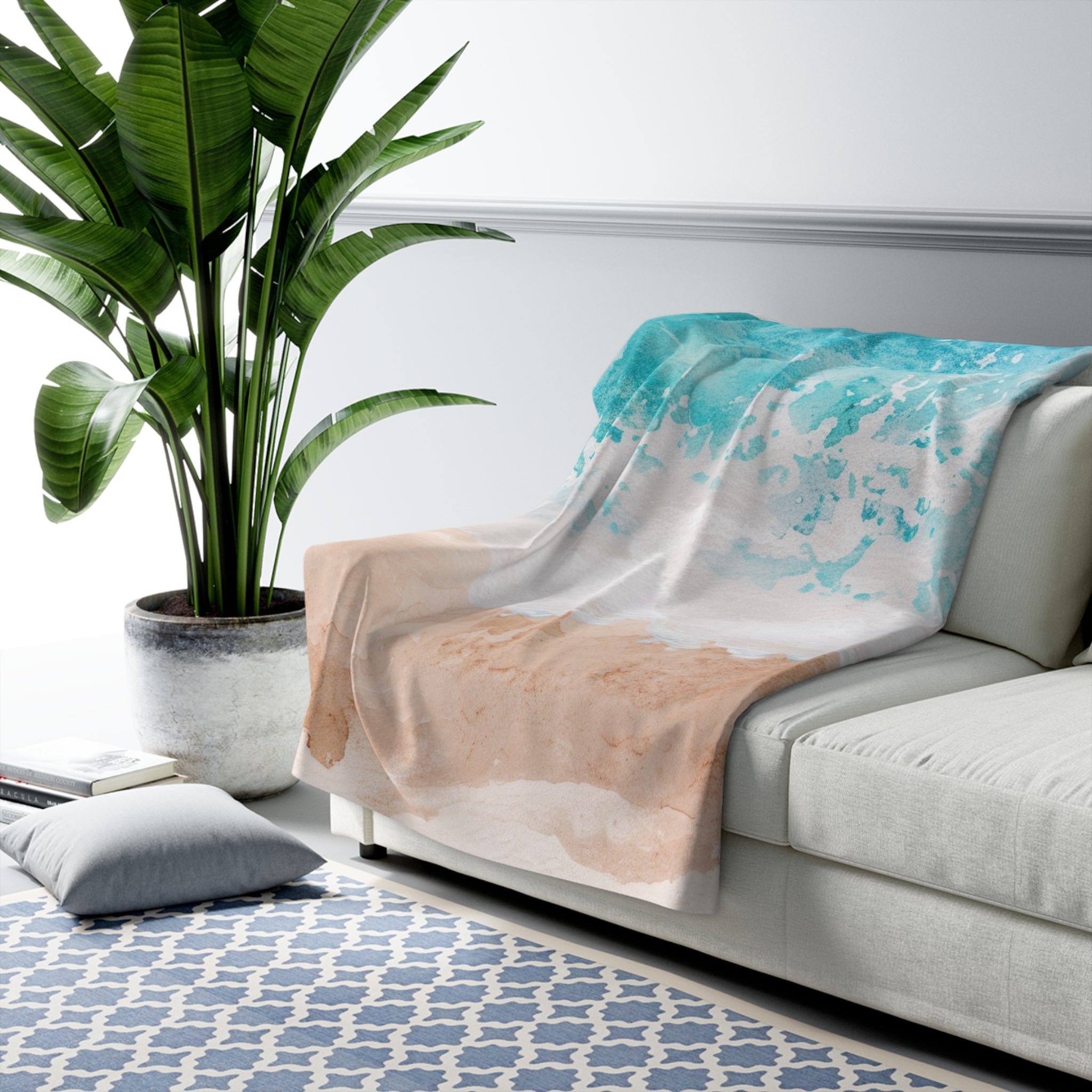 Seashore Sherpa Fleece Blanket, Artsulli - Art is Long, Life is Short, Home Decor, , , , , , , 