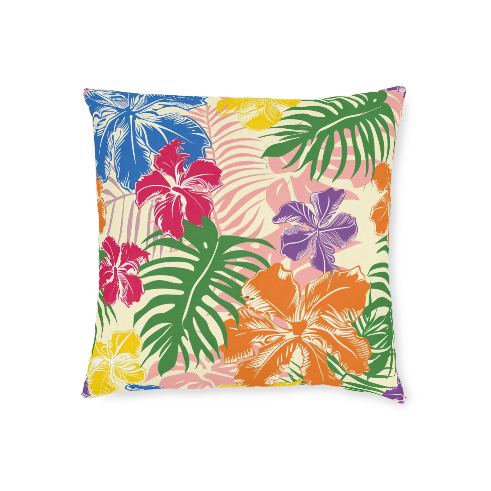 Blooming Tropical Flowers Square Pillow, Artsulli - Art is Long, Life is Short, Home Decor, , , , , , , 