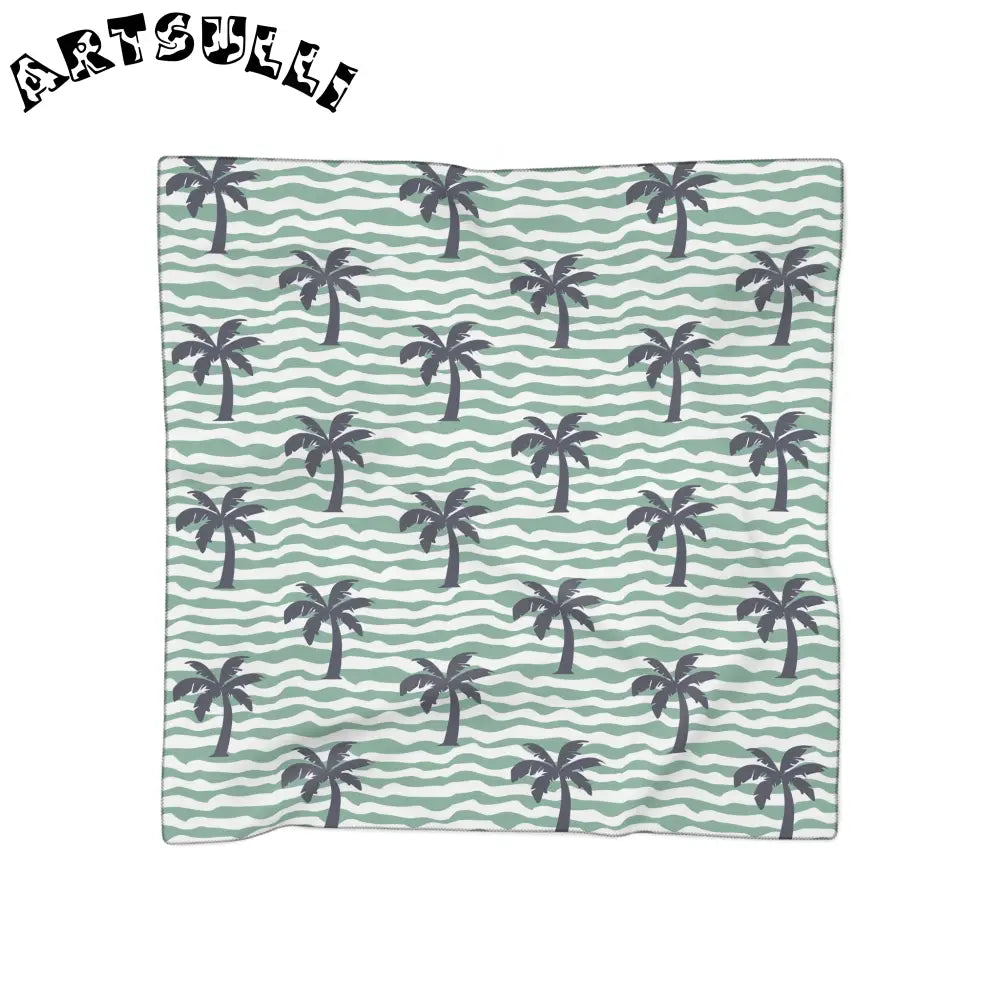 JAKKOUTTHEBXX Wavy Stripes and Palm Trees Poly Scarf JAKKOUTTHEBXX
