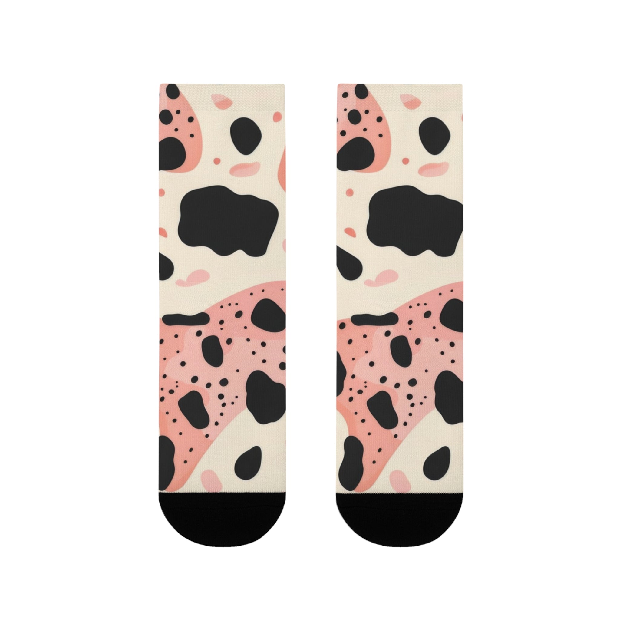 Organic Cow Print Cream and Pink Sublimation Crew Socks (EU), Artsulli - Art is Long, Life is Short, All Over Prints, , , , , , , 