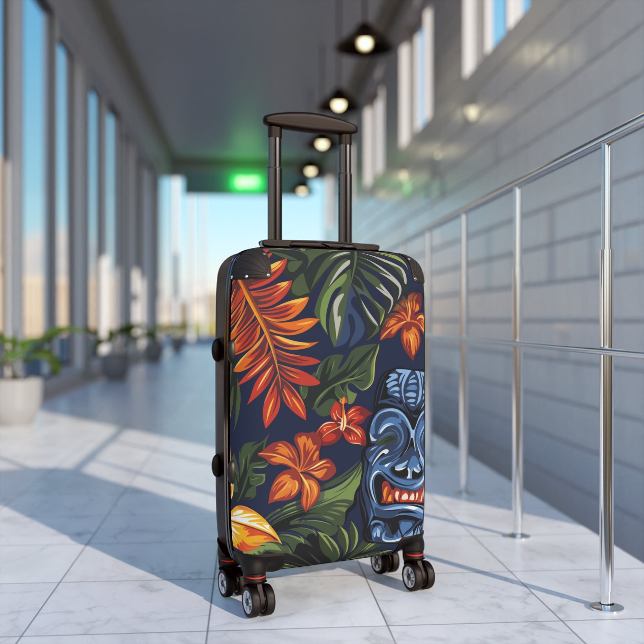 Tiki Bloom Navy Suitcase, Artsulli - Art is Long, Life is Short, Bags, , , , , , , 