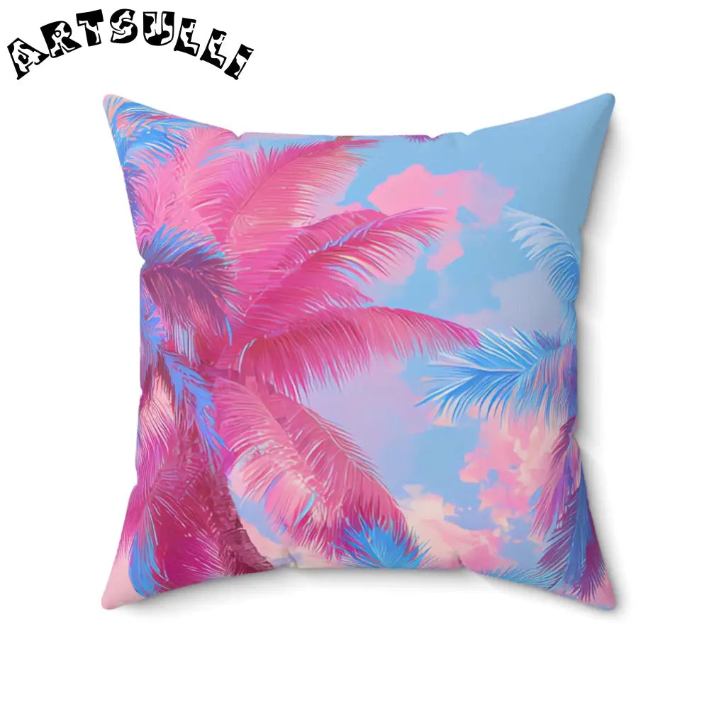 JAKKOUTTHEBXX Ethereal Pastel Palms Spun Polyester Square Pillow