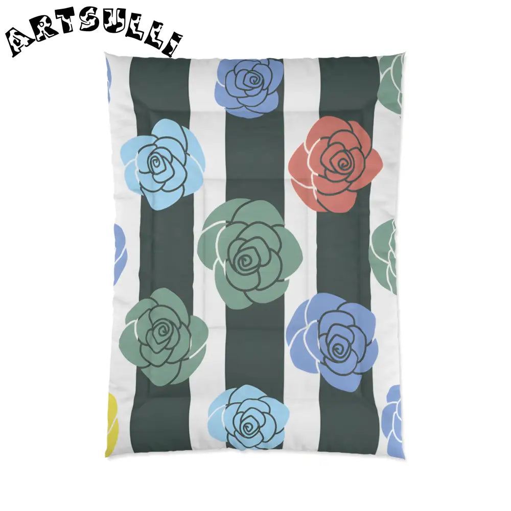 JAKKOUTTHEBXX Stripes x Roses Black and White Comforter