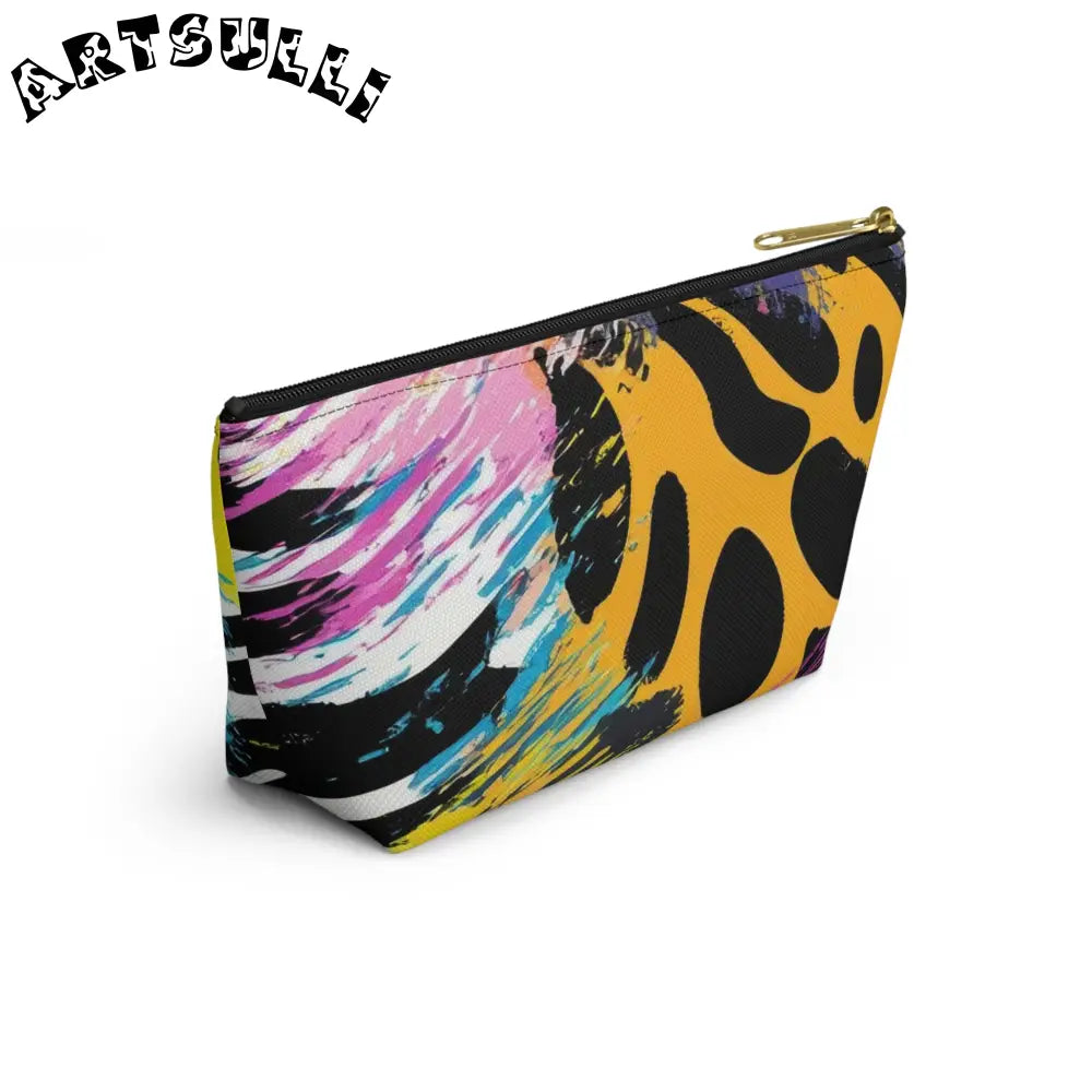 Zebra Stripes x Leapord Print x Paint Splatter Multi-Color Accessory Pouch w T-bottom, Artsulli - Art is Long, Life is Short, Bags, , , , , , , 