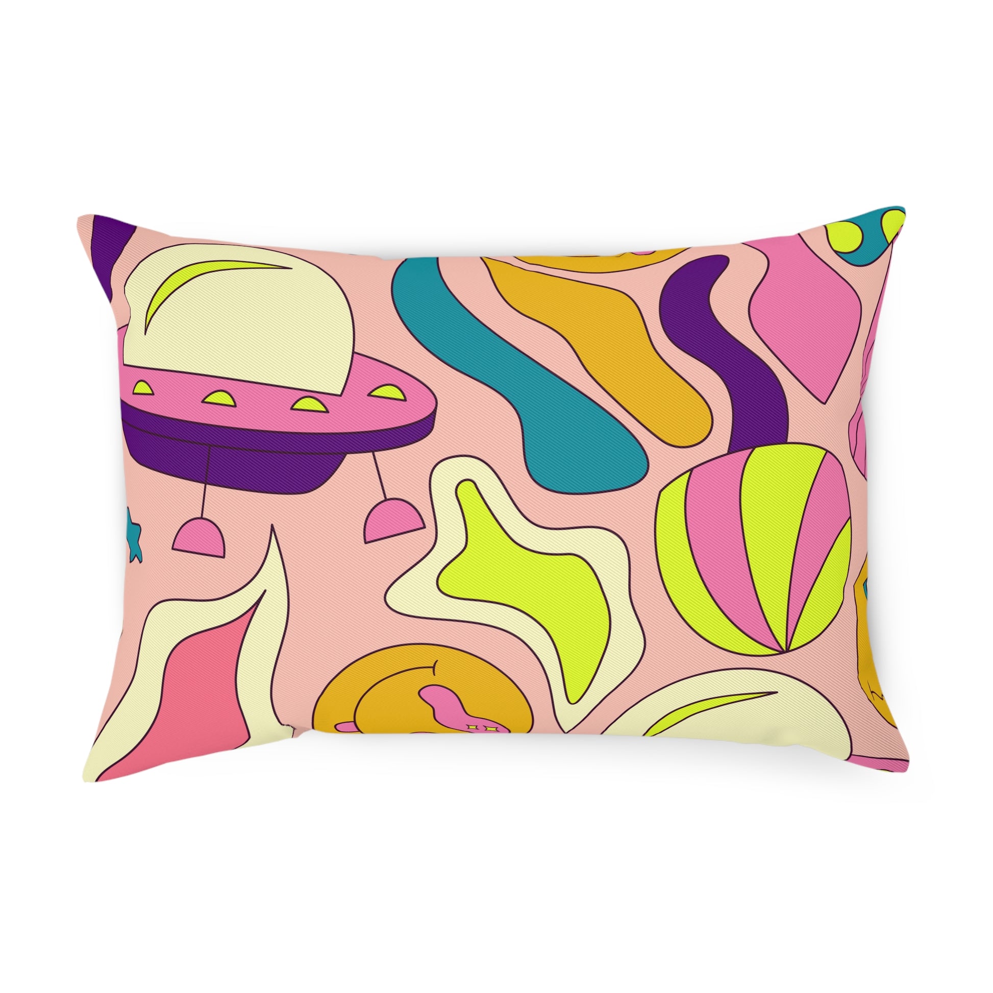 Trippy Spaceships Pink Cushion, Artsulli - Art is Long, Life is Short, Home Decor, Size, 19.7" × 13.8", , , , , 14025296136216