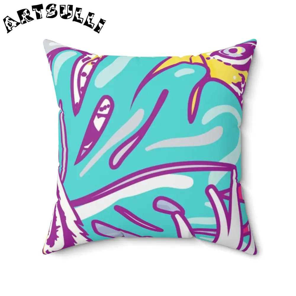 JAKKOUTTHEBXX Tropical Floral Tigers Torquise and Purple Faux Suede