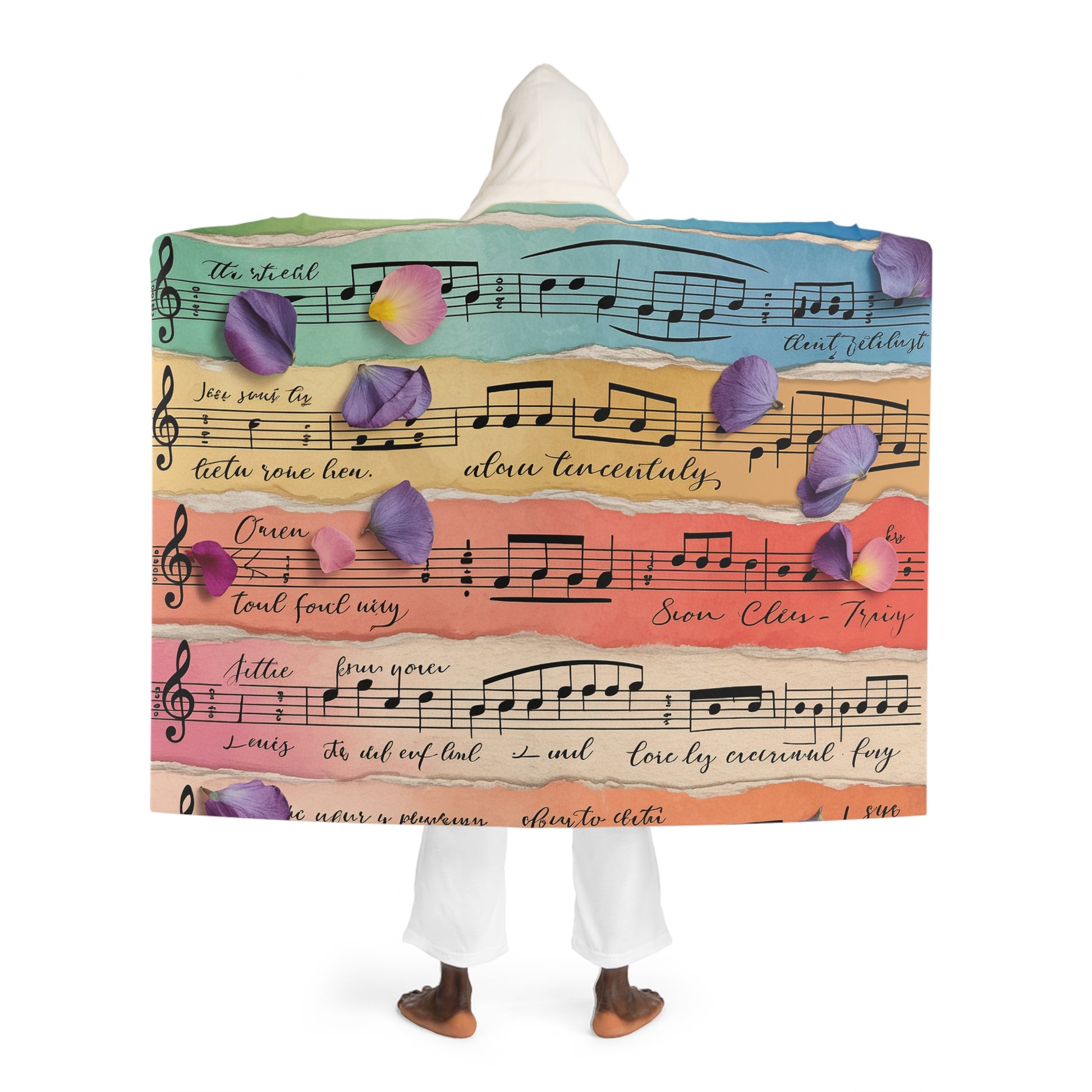 Torn Type Beat Sheet Music Multi-Color Hooded Sherpa Fleece Blanket, Artsulli - Art is Long, Life is Short, All Over Prints, , , , , , , 