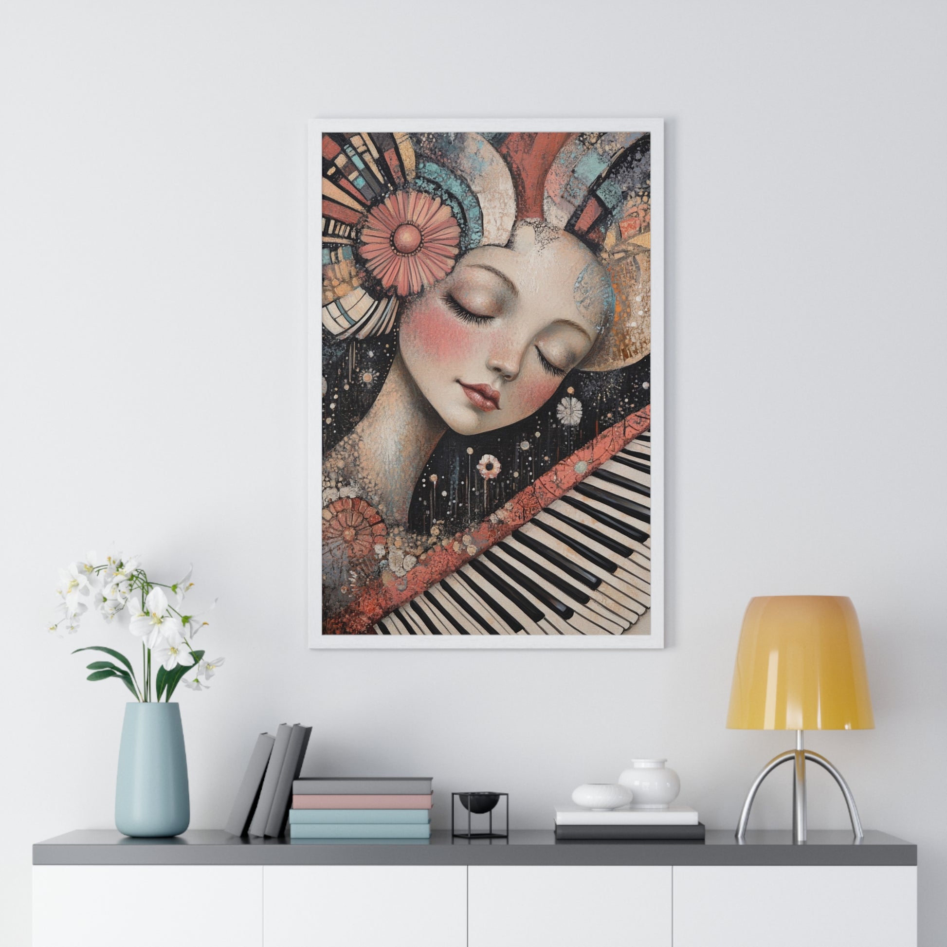 Queen Of Piano Dreams Vertical Framed Poster, Artsulli - Art is Long, Life is Short, Poster, , , , , , , 