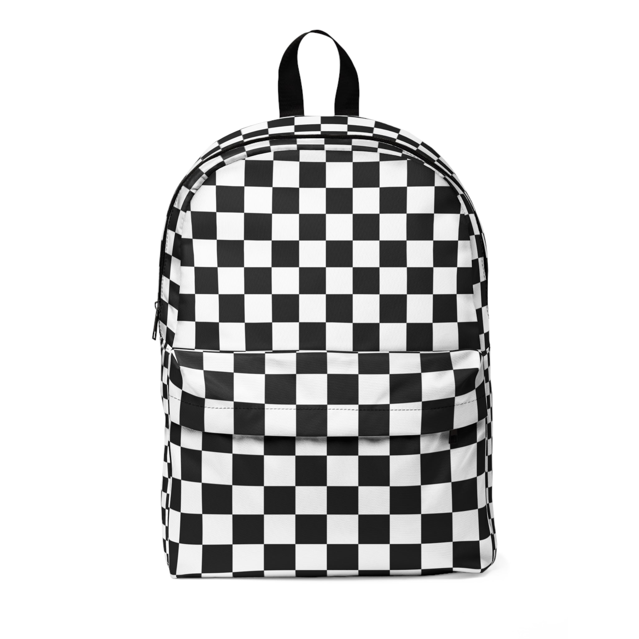 Checkerboard White and Black Unisex Classic Backpack, Artsulli - Art is Long, Life is Short, Bags, Size, One size, , , , , 27065789885357340149
