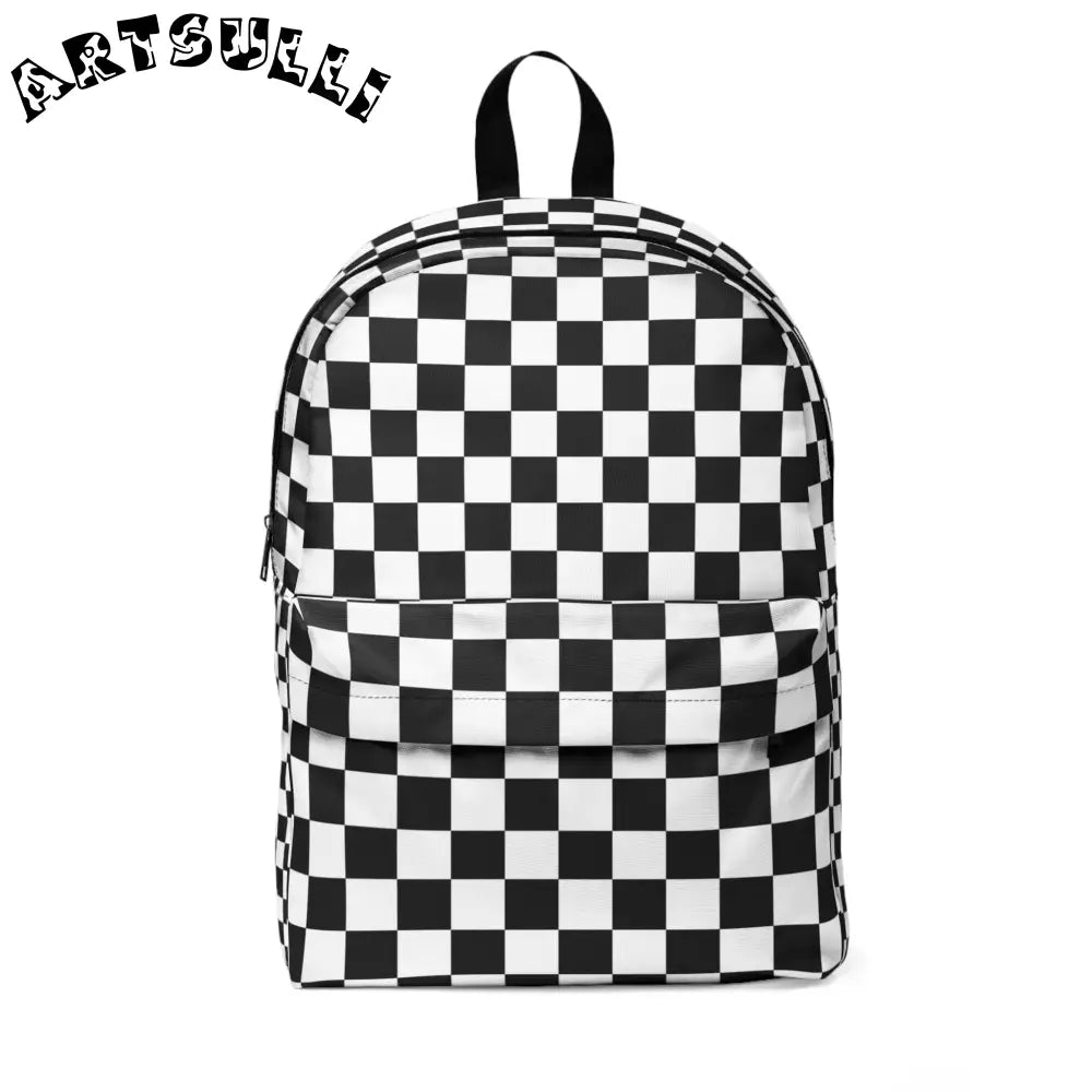 JAKKOUTTHEBXX Checkerboard White and Black Unisex Classic Backpack