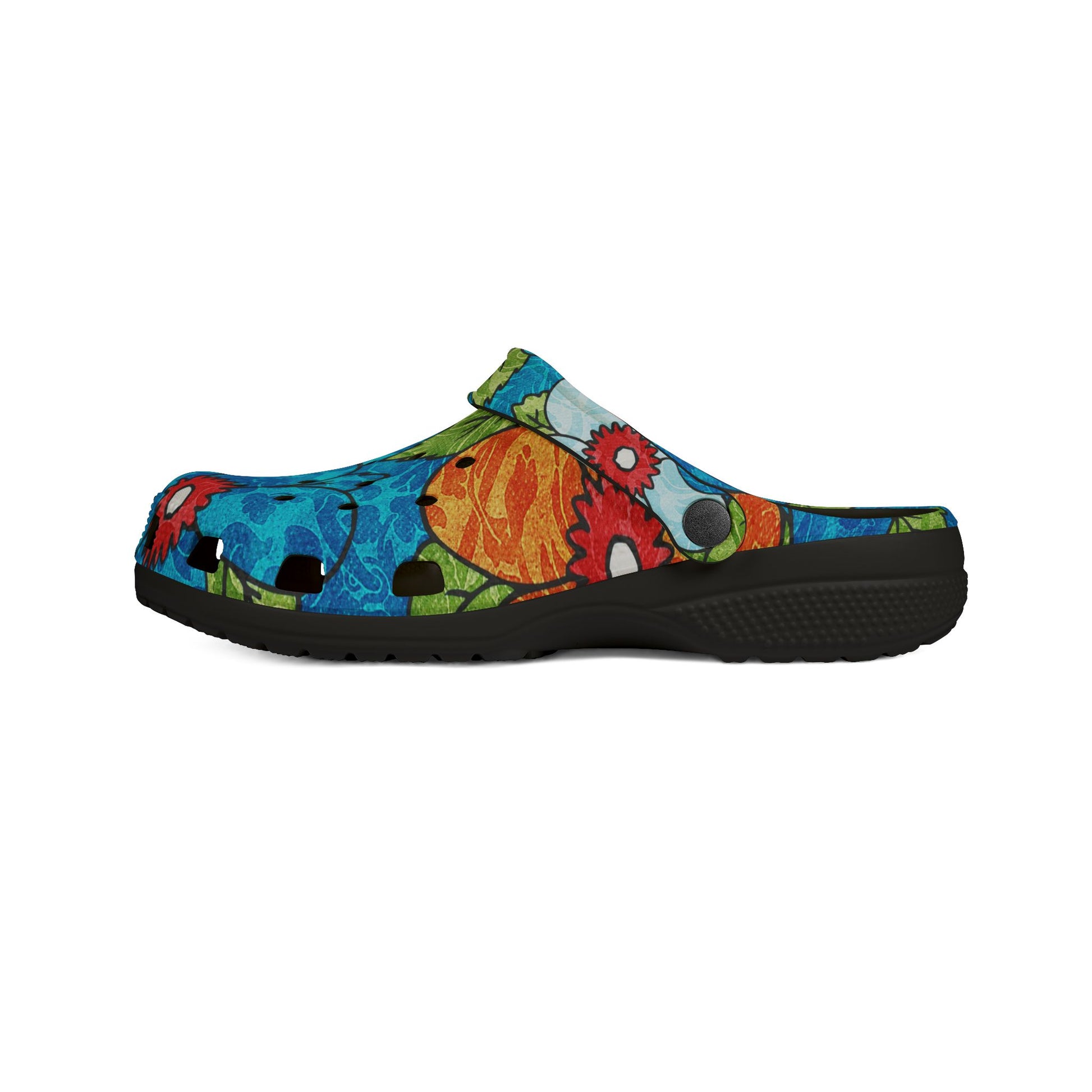 Blue Orange Groovy EVA Foam Rubber Shoes (AOP), Artsulli - Art is Long, Life is Short, Shoes, , , , , , , 