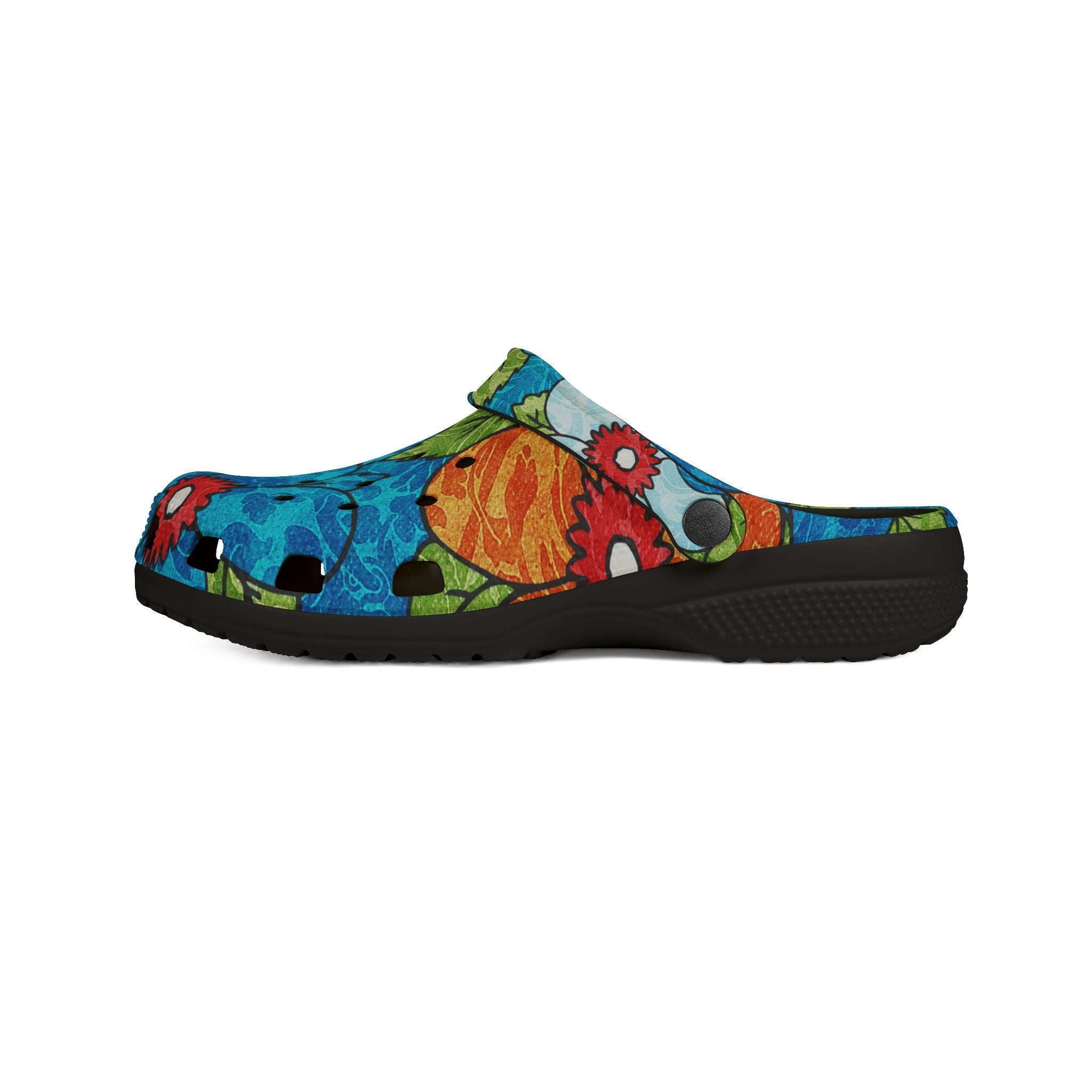 Blue Orange Groovy EVA Foam Rubber Shoes (AOP), Artsulli - Art is Long, Life is Short, Shoes, , , , , , , 
